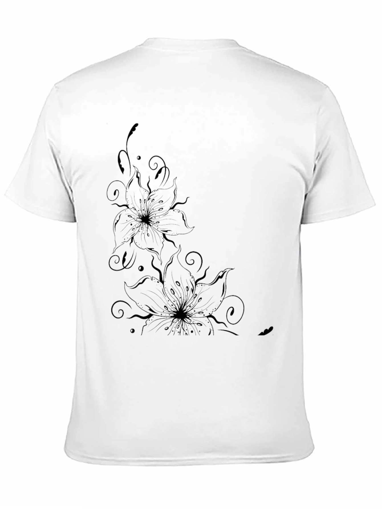 Black Floral Graphic Tee - Stylish Mens T-Shirt