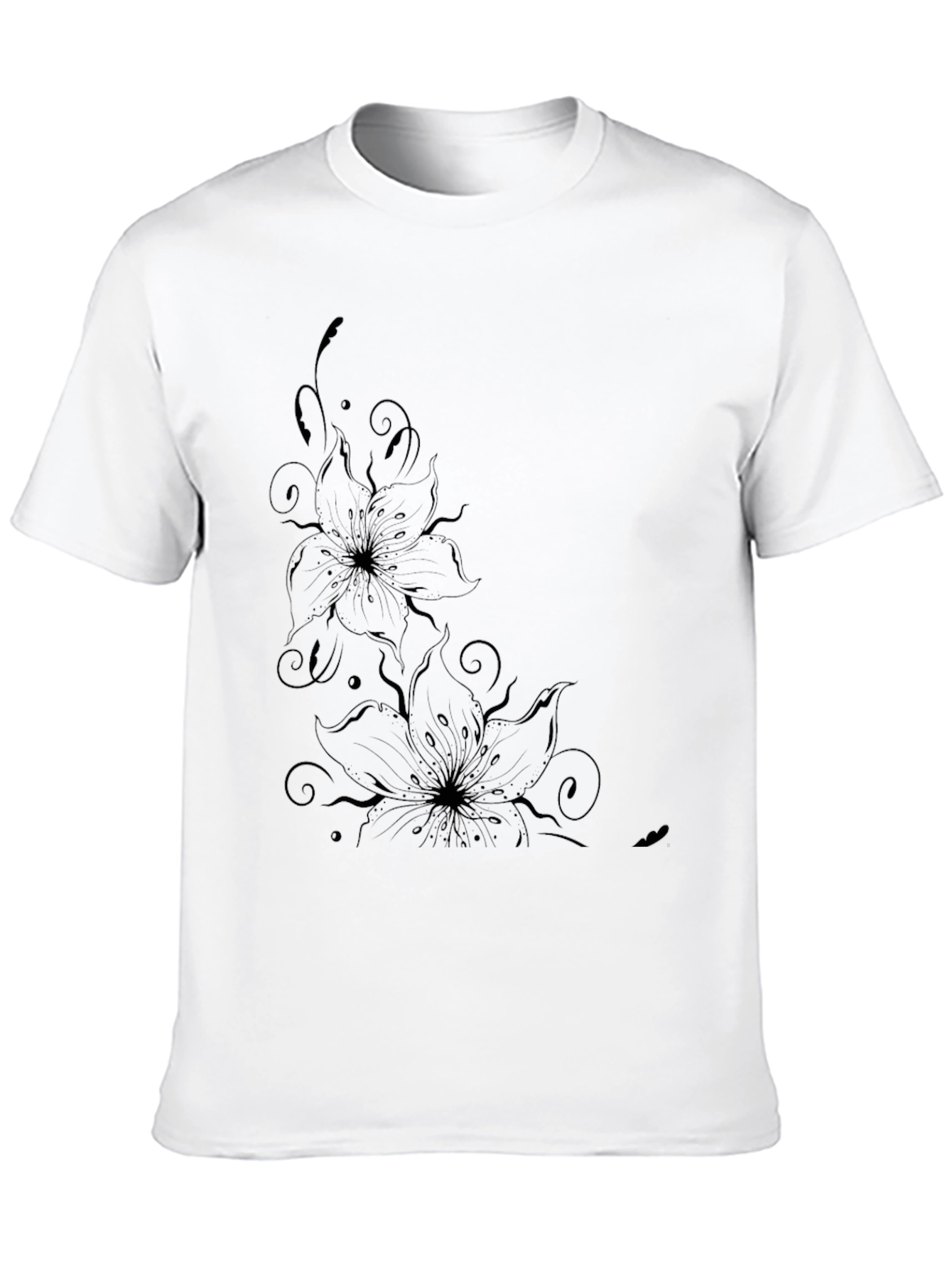 Black Floral Graphic Tee - Stylish Mens T-Shirt