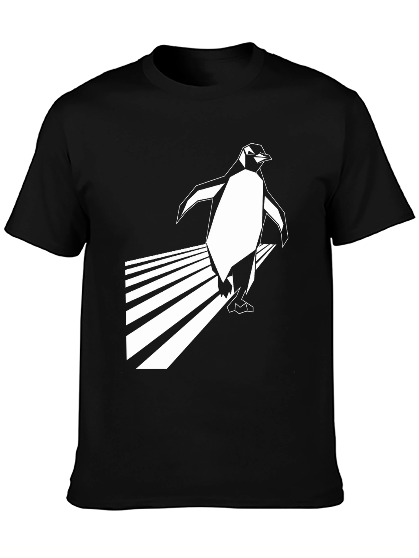 Geometric Penguin Black T-Shirt