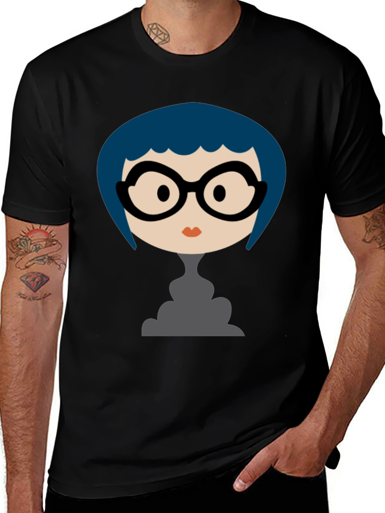 Funky Cartoon Graphic Black T-Shirt