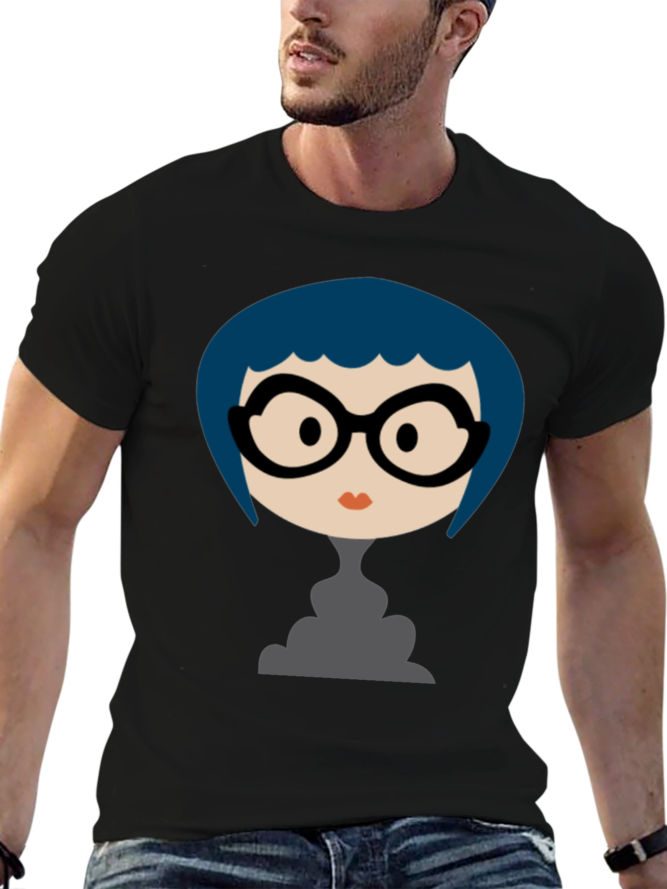 Funky Cartoon Graphic Black T-Shirt