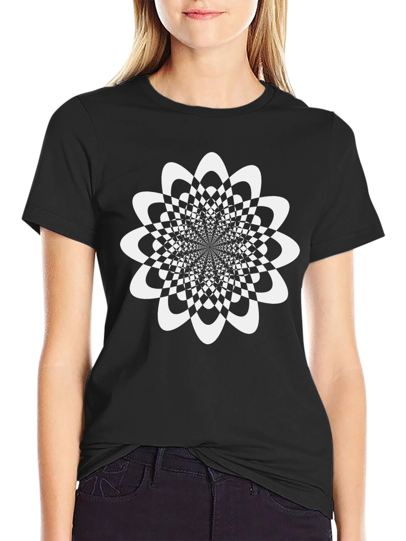 Optical Illusion Flower Graphic Tee