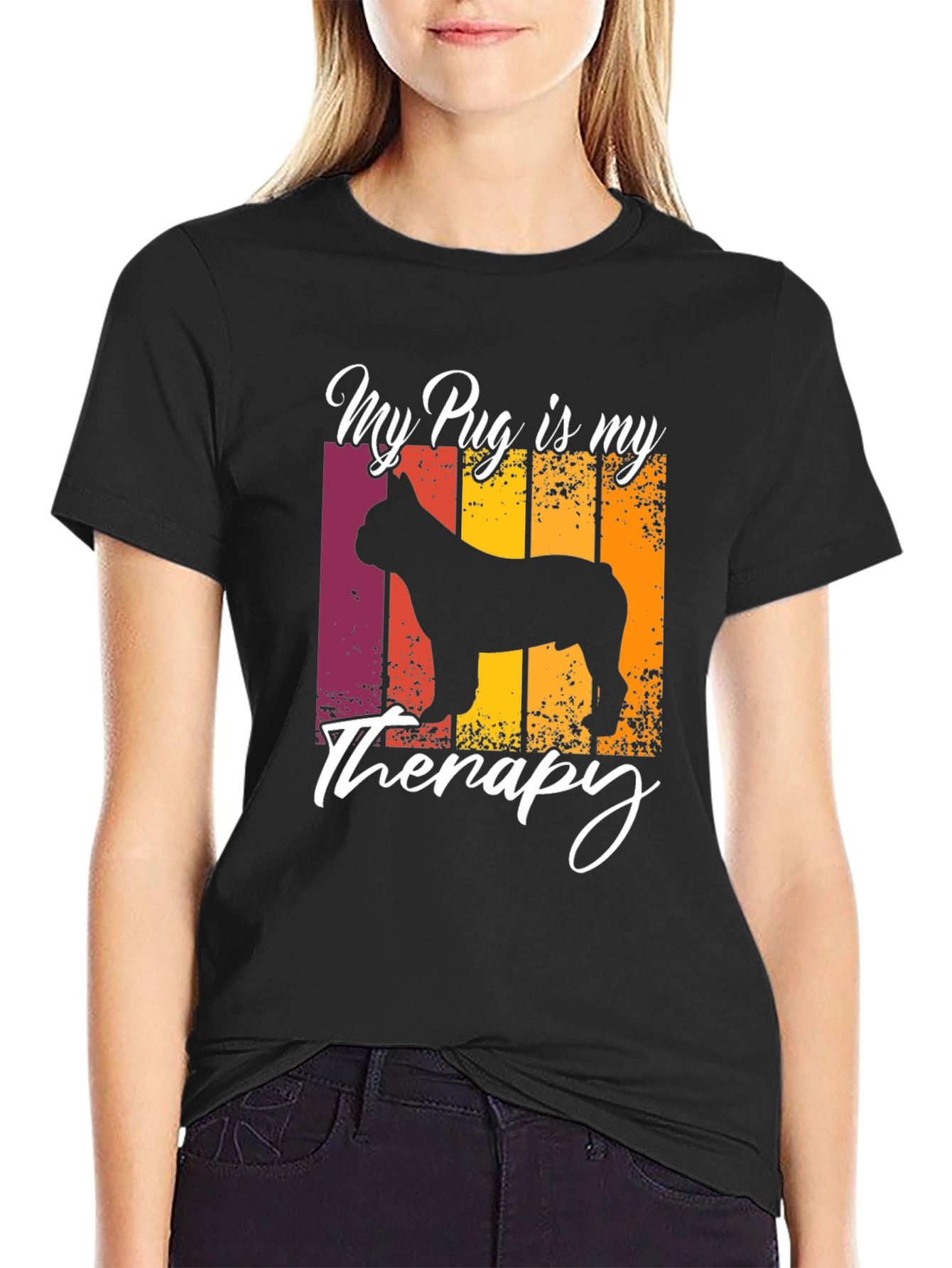 My Pug is My Therapy T-Shirt - Black