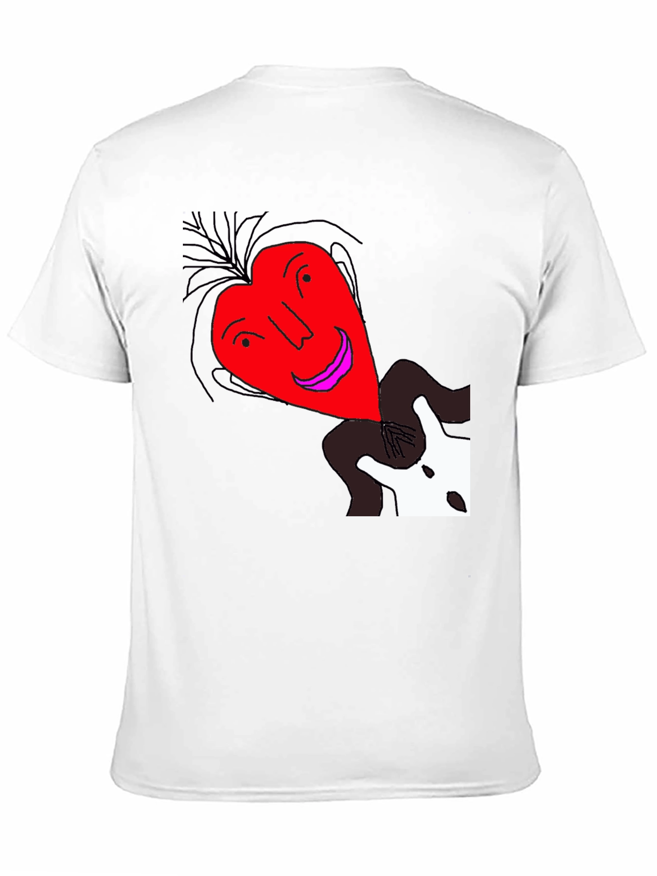 Unique Heart Face Graphic Black T-Shirt