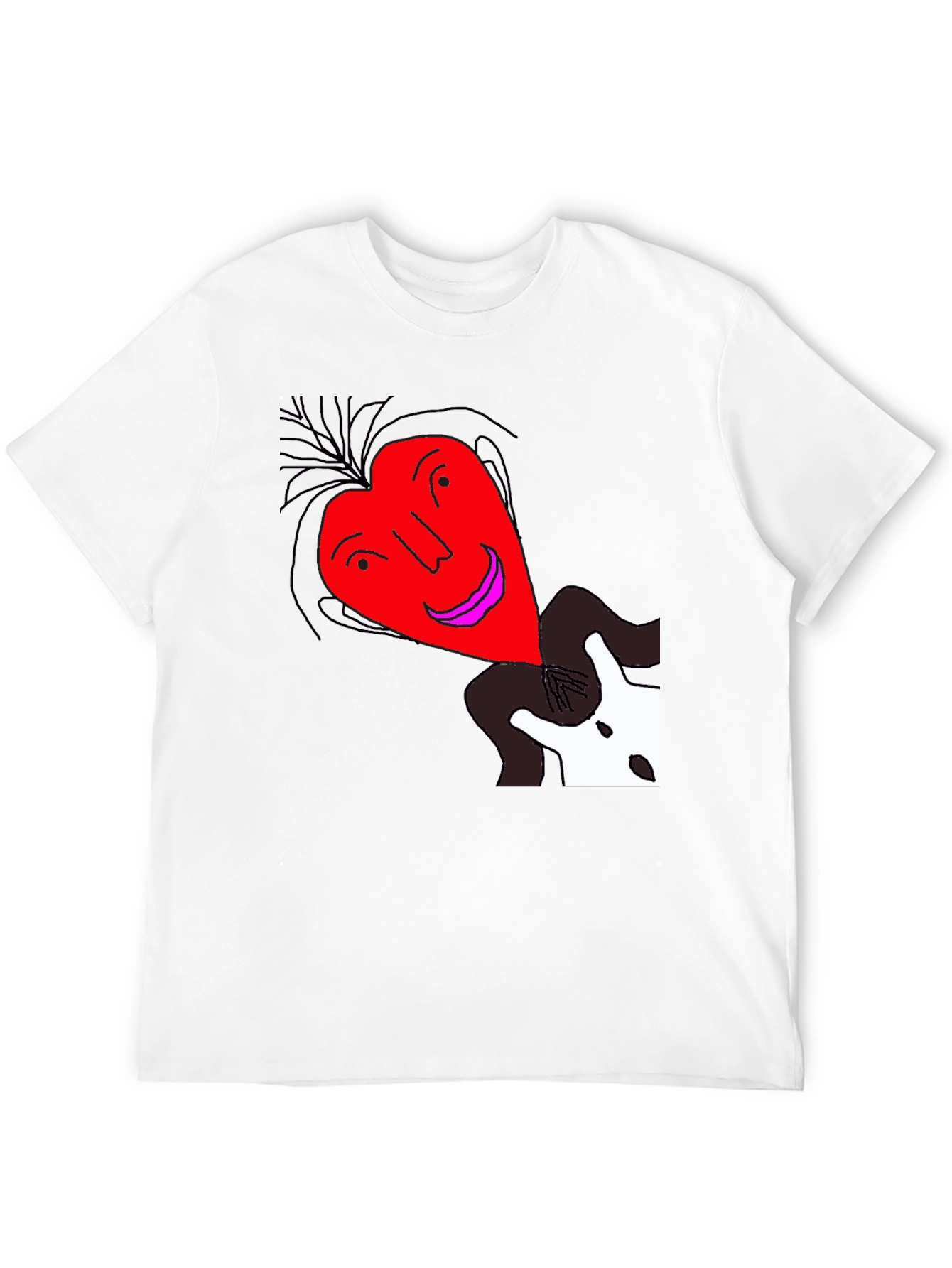 Unique Heart Face Graphic Black T-Shirt