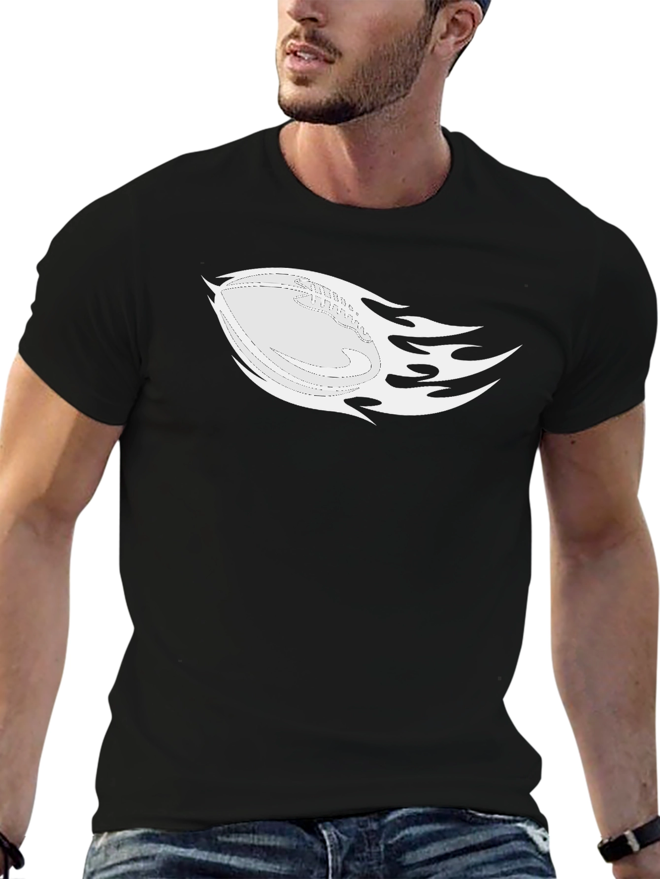 Flaming Football Graphic Tee