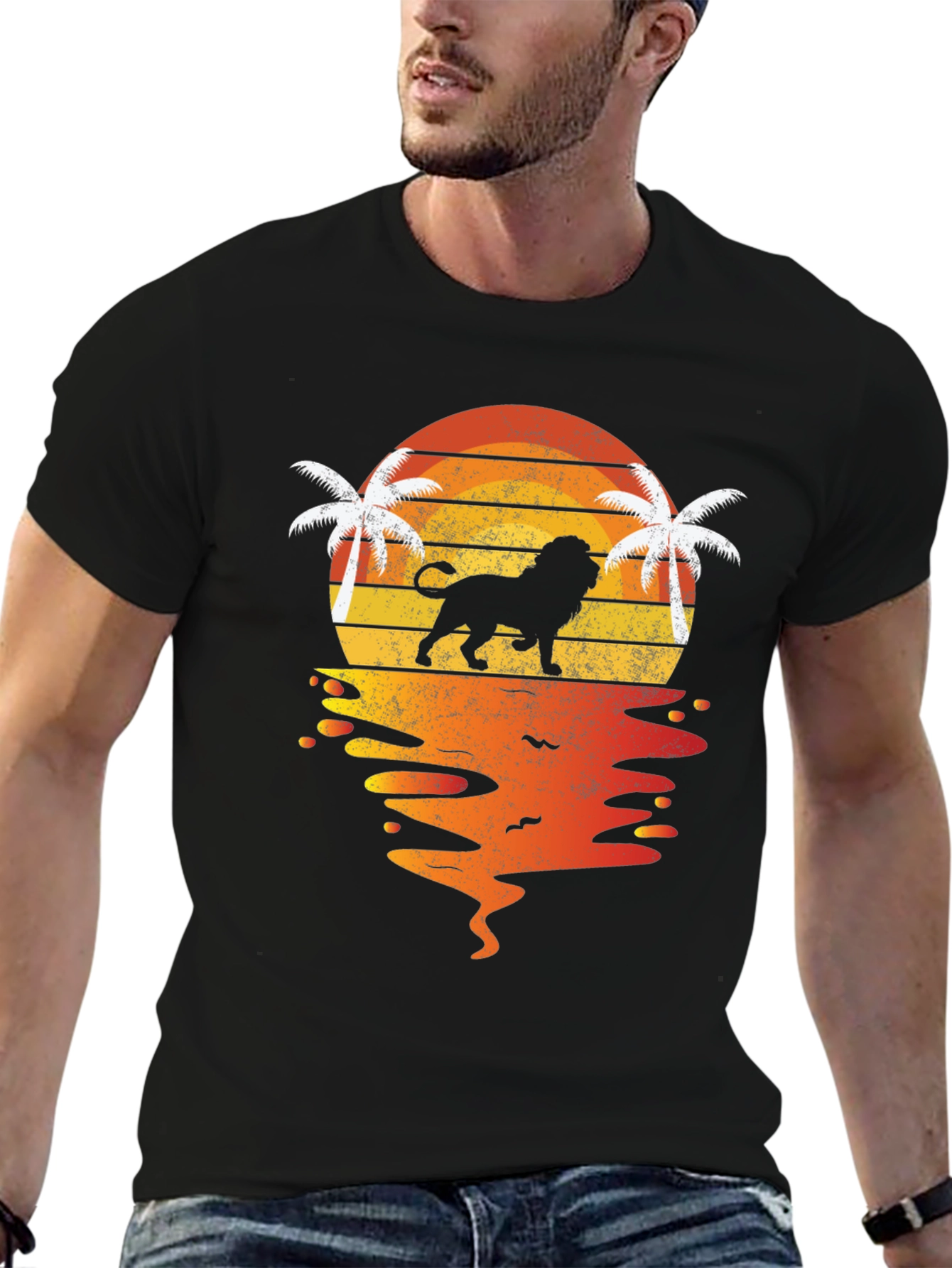 Lion Sunset Graphic T-Shirt