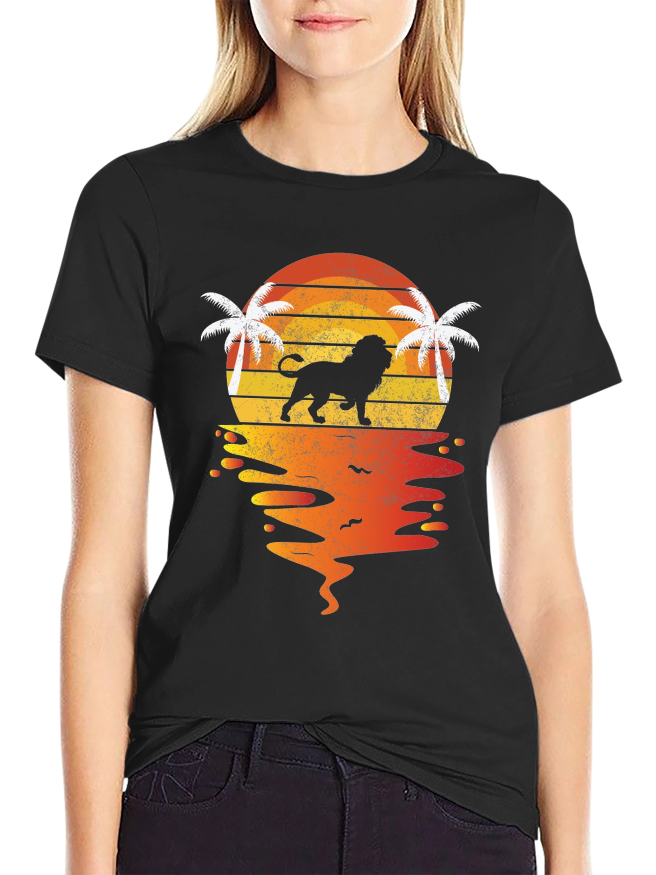 Lion Sunset Graphic T-Shirt