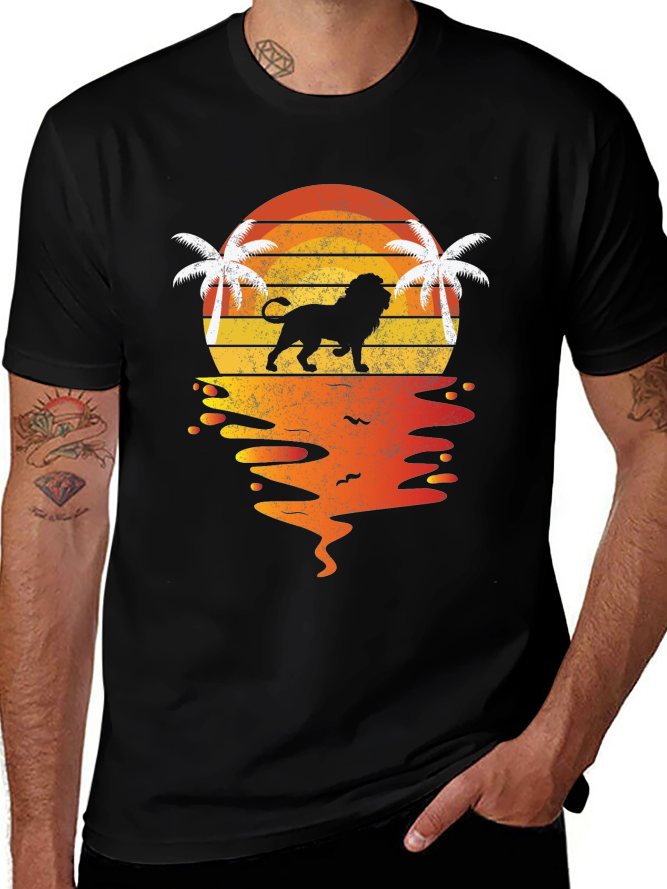 Lion Sunset Graphic T-Shirt