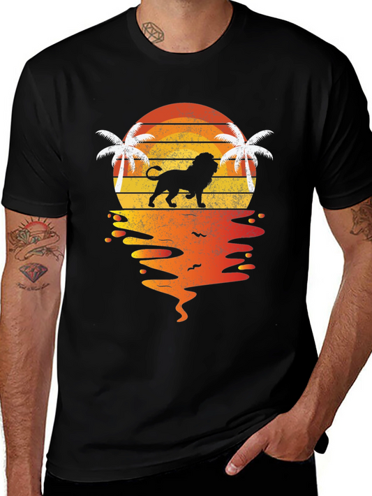 Lion Sunset Graphic T-Shirt