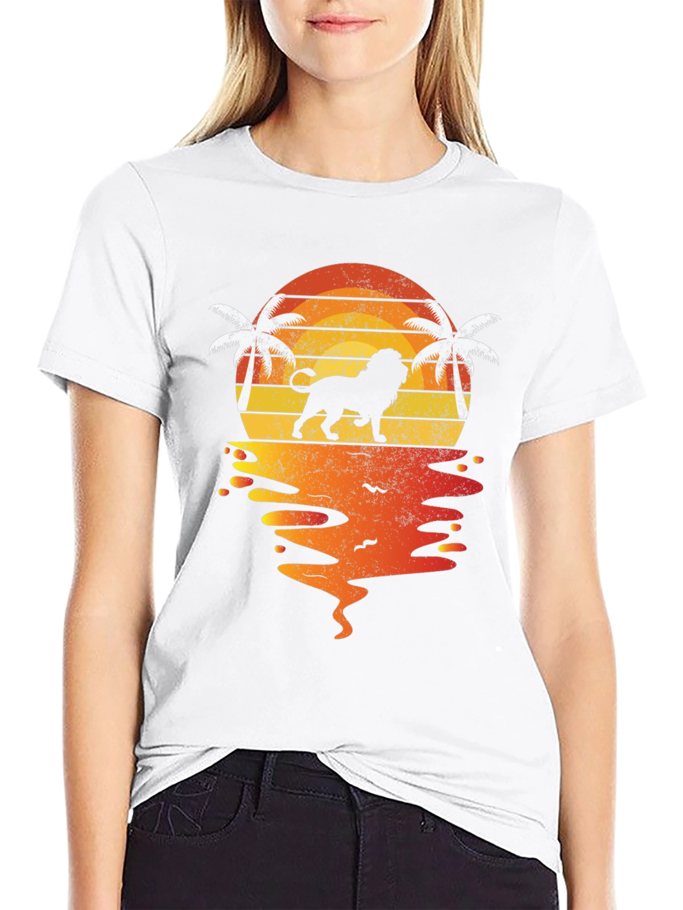 Lion Sunset Graphic T-Shirt