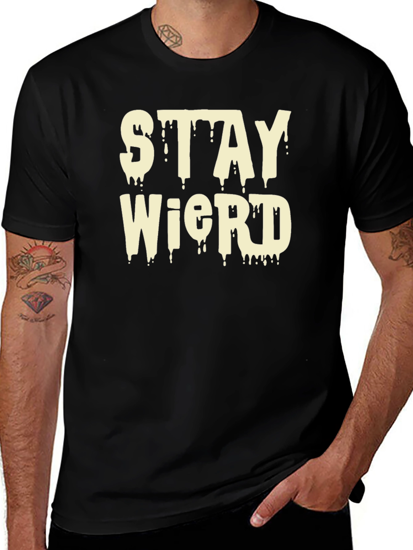 Stay Weird Black Graphic T-Shirt