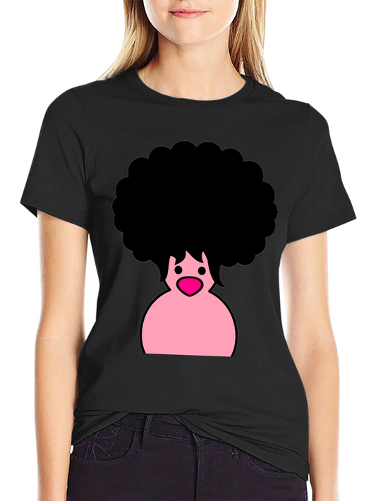 Afro Cartoon Graphic Black T-Shirt