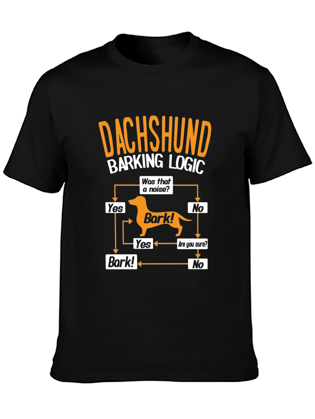 Dachshund Barking Logic Mens Graphic T-Shirt