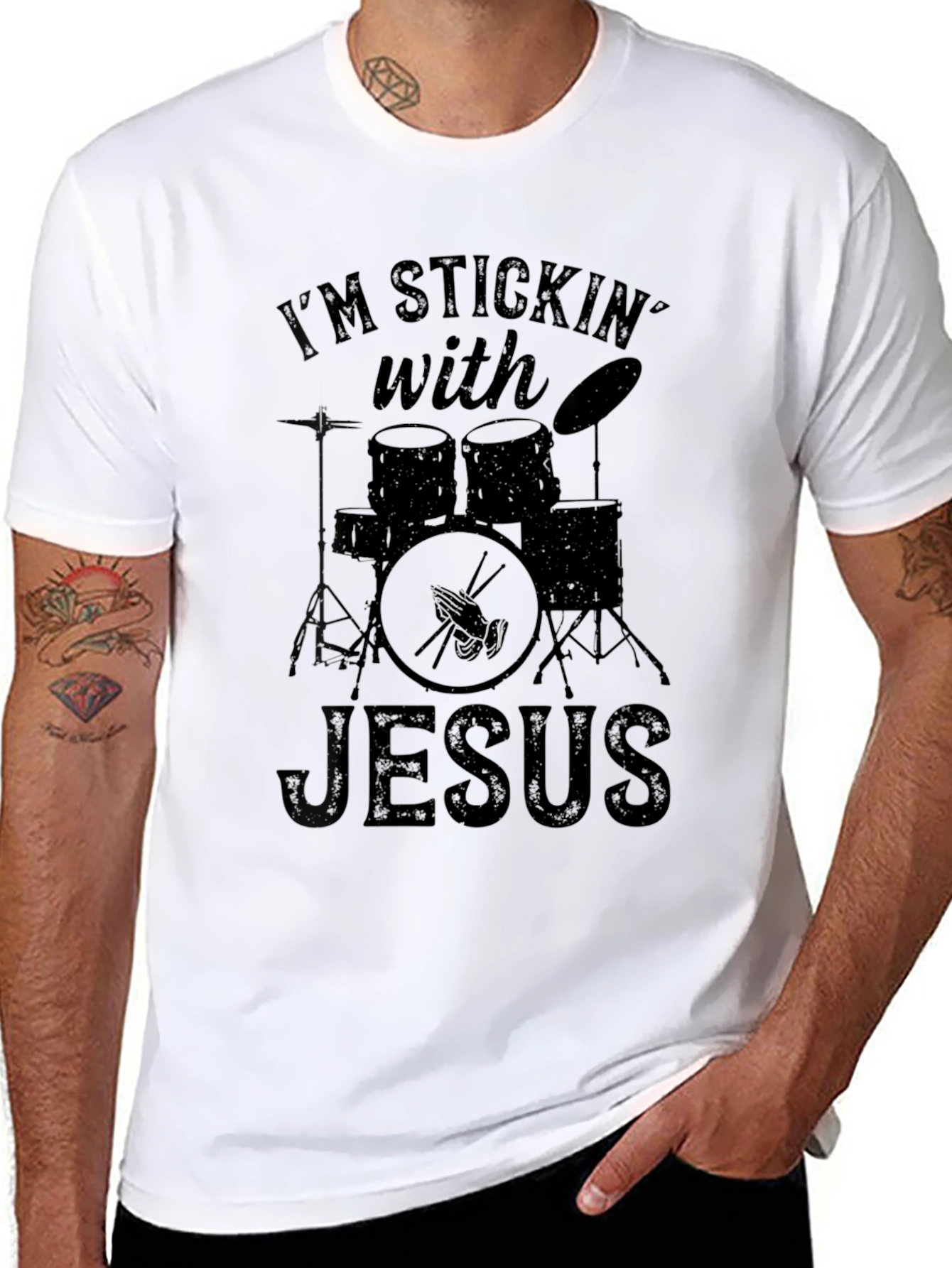 Im Stickin With Jesus Drummer T-Shirt