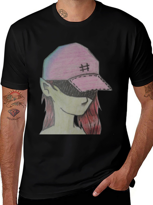 Graphic Tee - Manga Style Pink Cap Girl T-Shirt