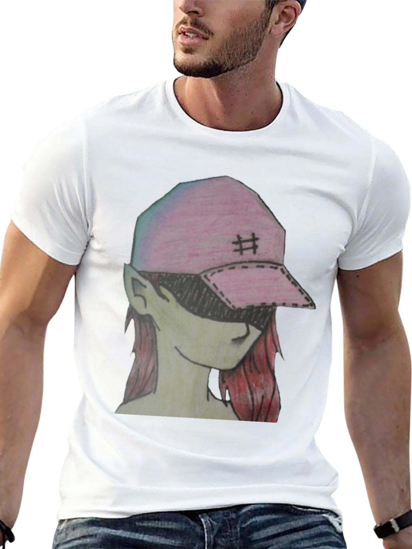 Graphic Tee - Manga Style Pink Cap Girl T-Shirt