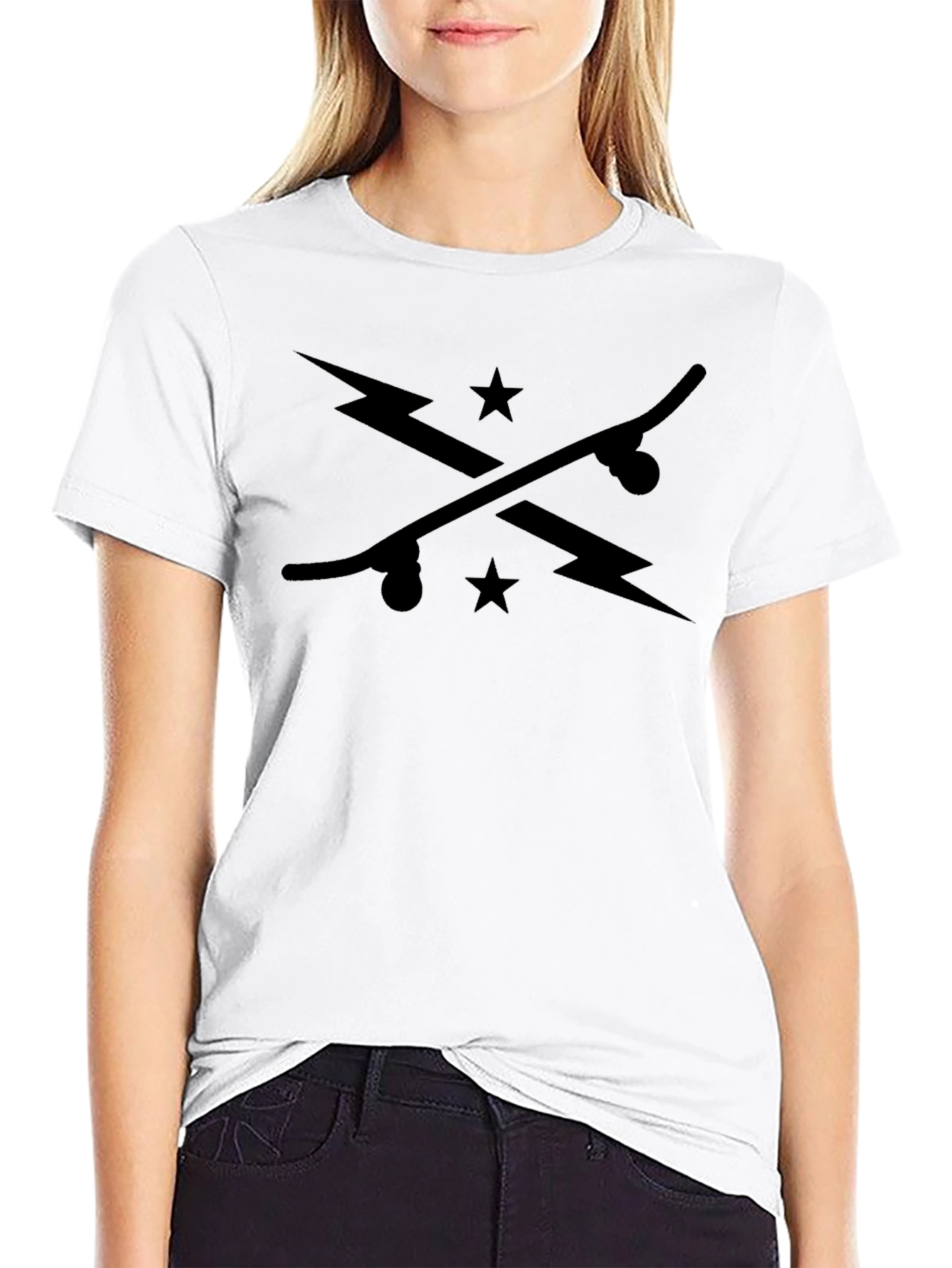 Skate & Stars Graphic Tee - Black Cotton