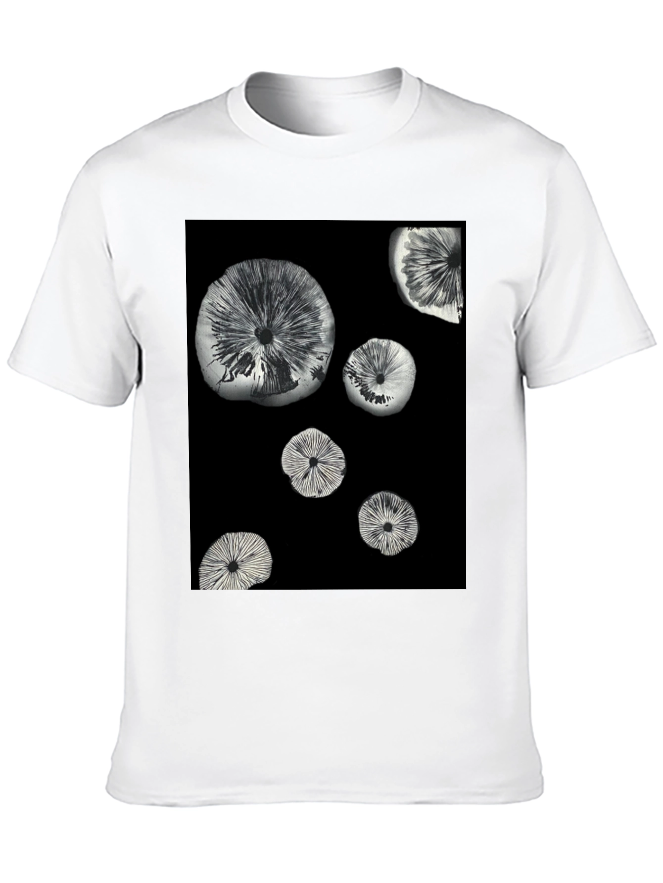 Abstract Mushroom Print Black T-Shirt
