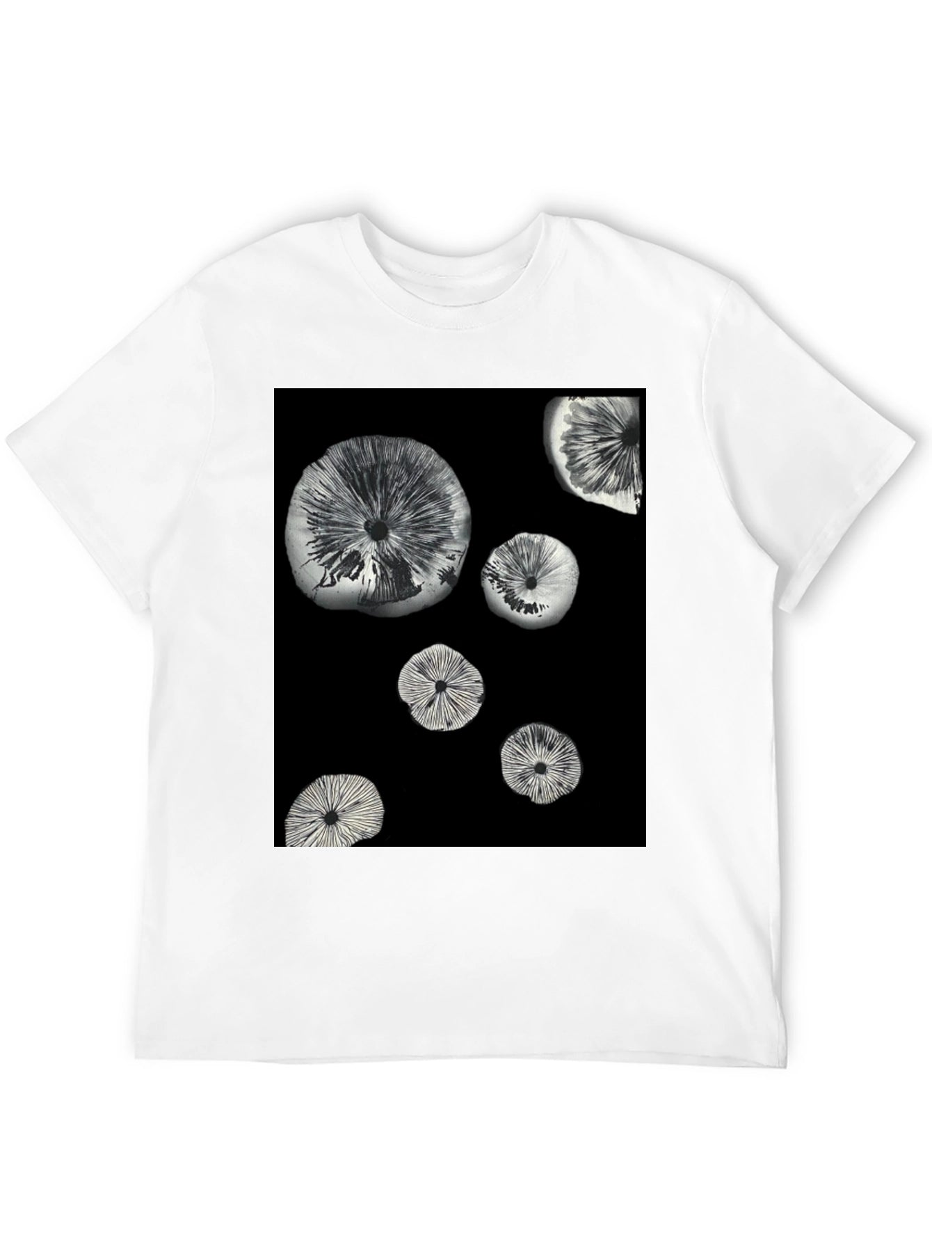 Abstract Mushroom Print Black T-Shirt
