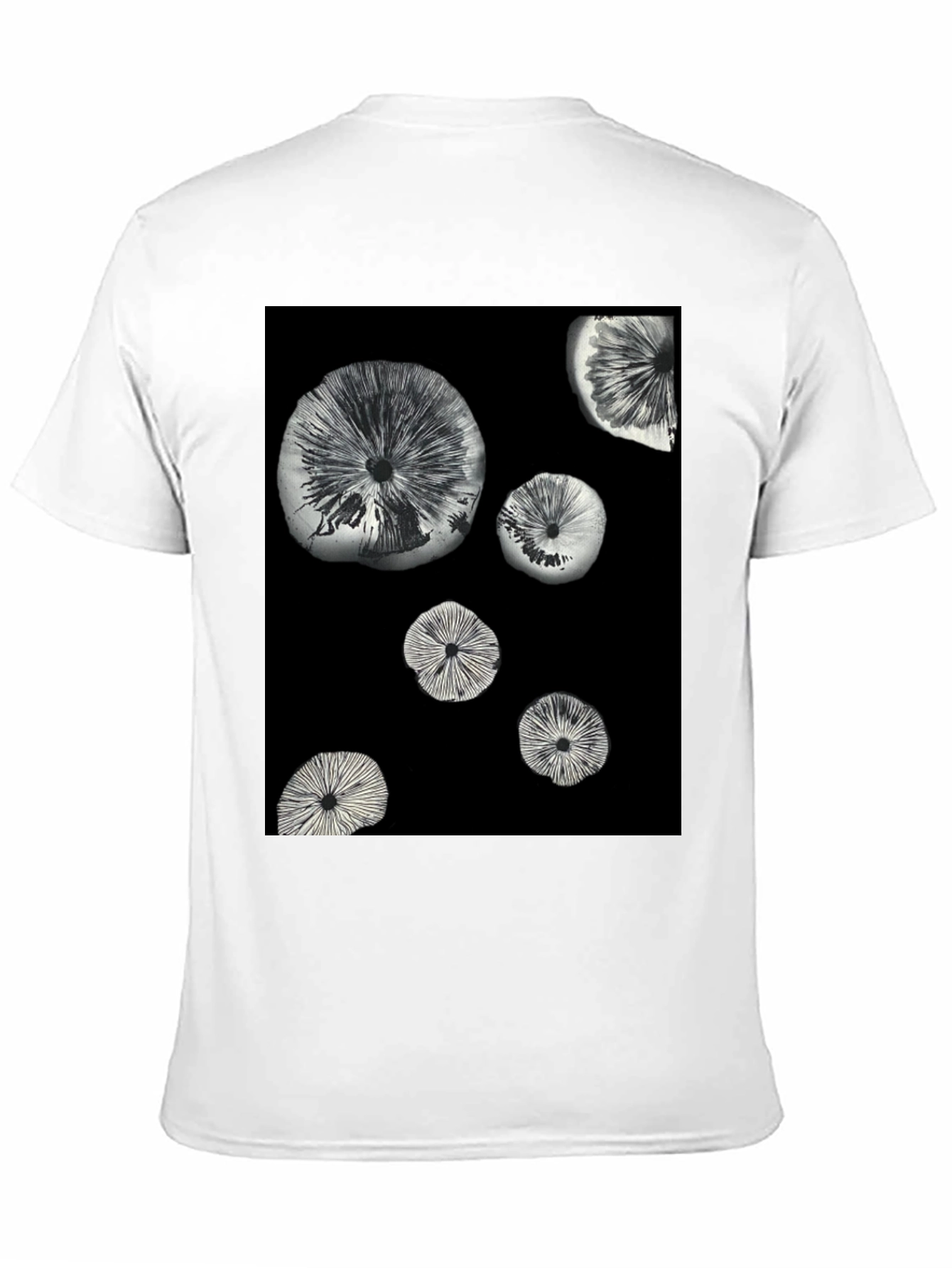 Abstract Mushroom Print Black T-Shirt