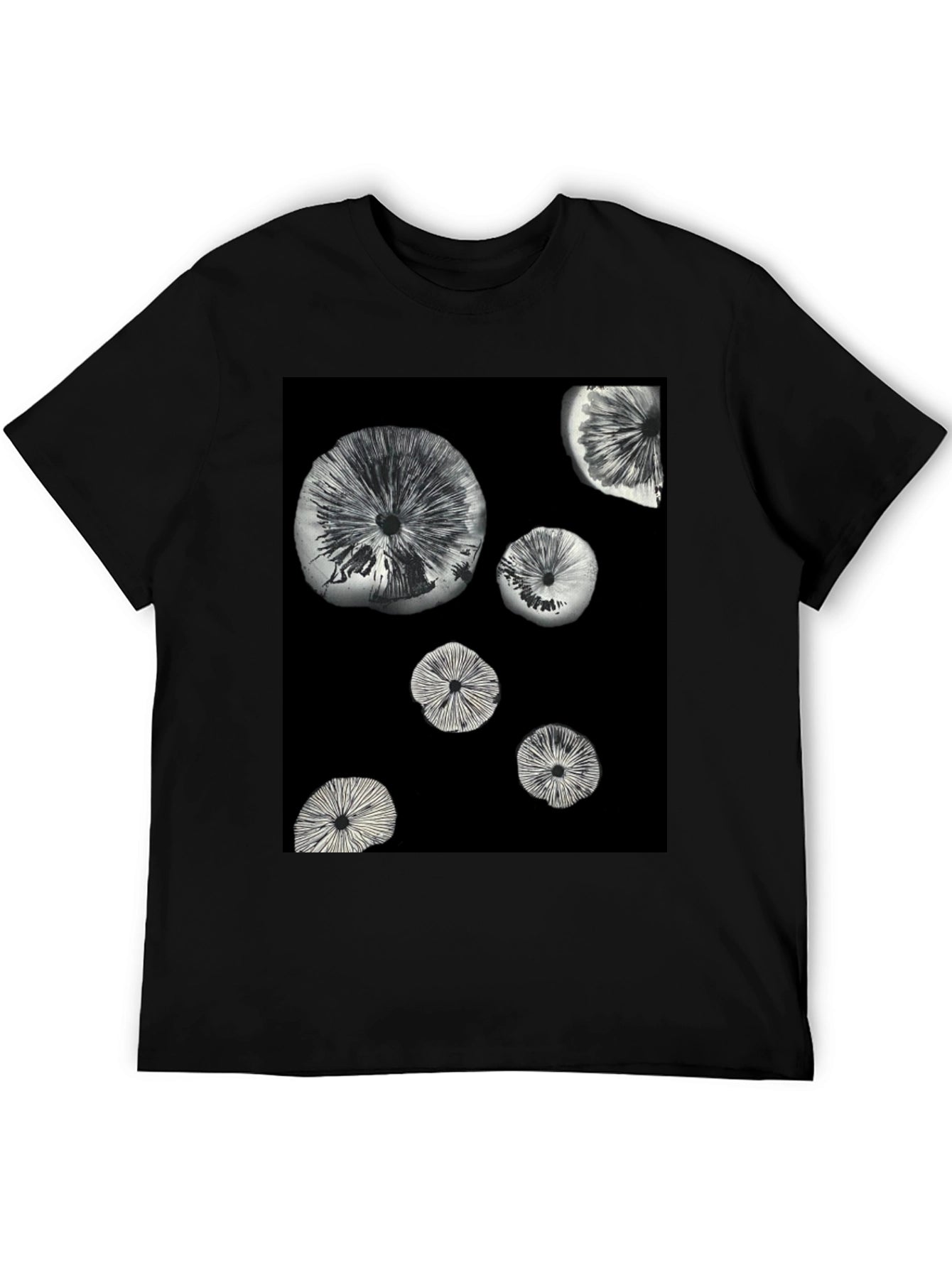 Abstract Mushroom Print Black T-Shirt