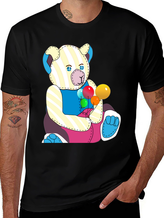 Cartoon Bear with Balloons Graphic Tee