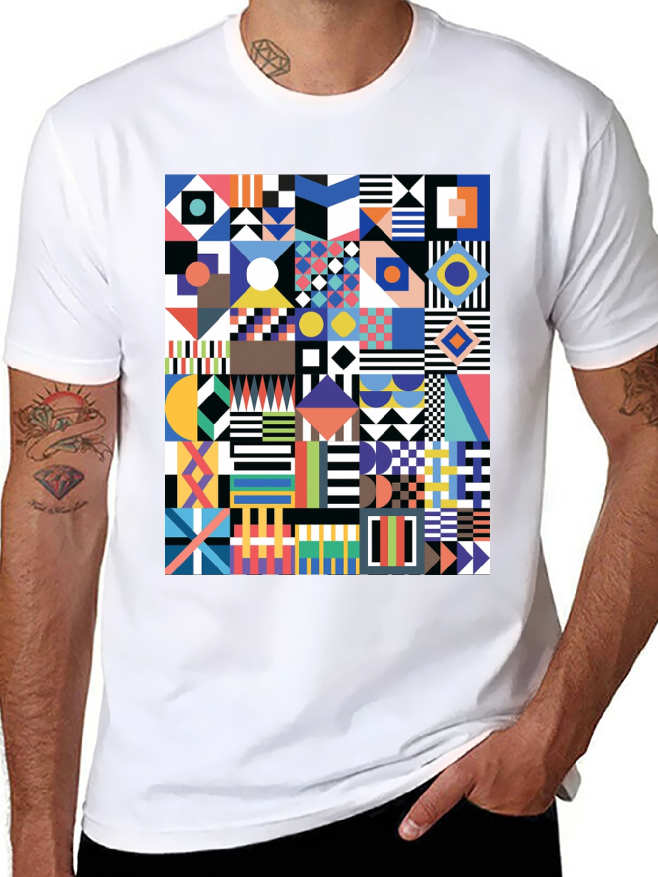 Geometric Art Print Tee - Modern Graphic Design
