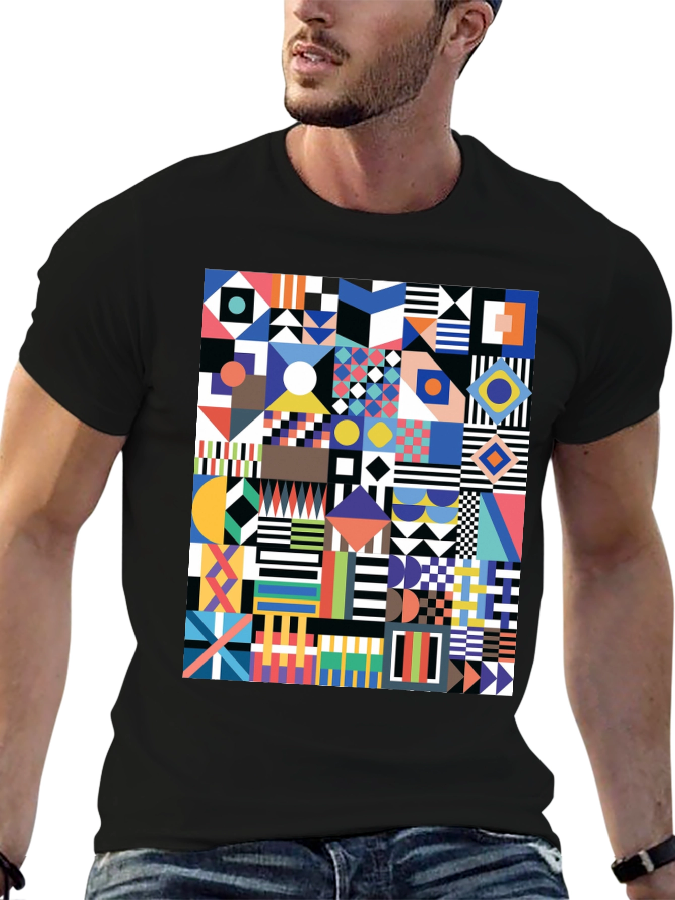 Geometric Art Print Tee - Modern Graphic Design