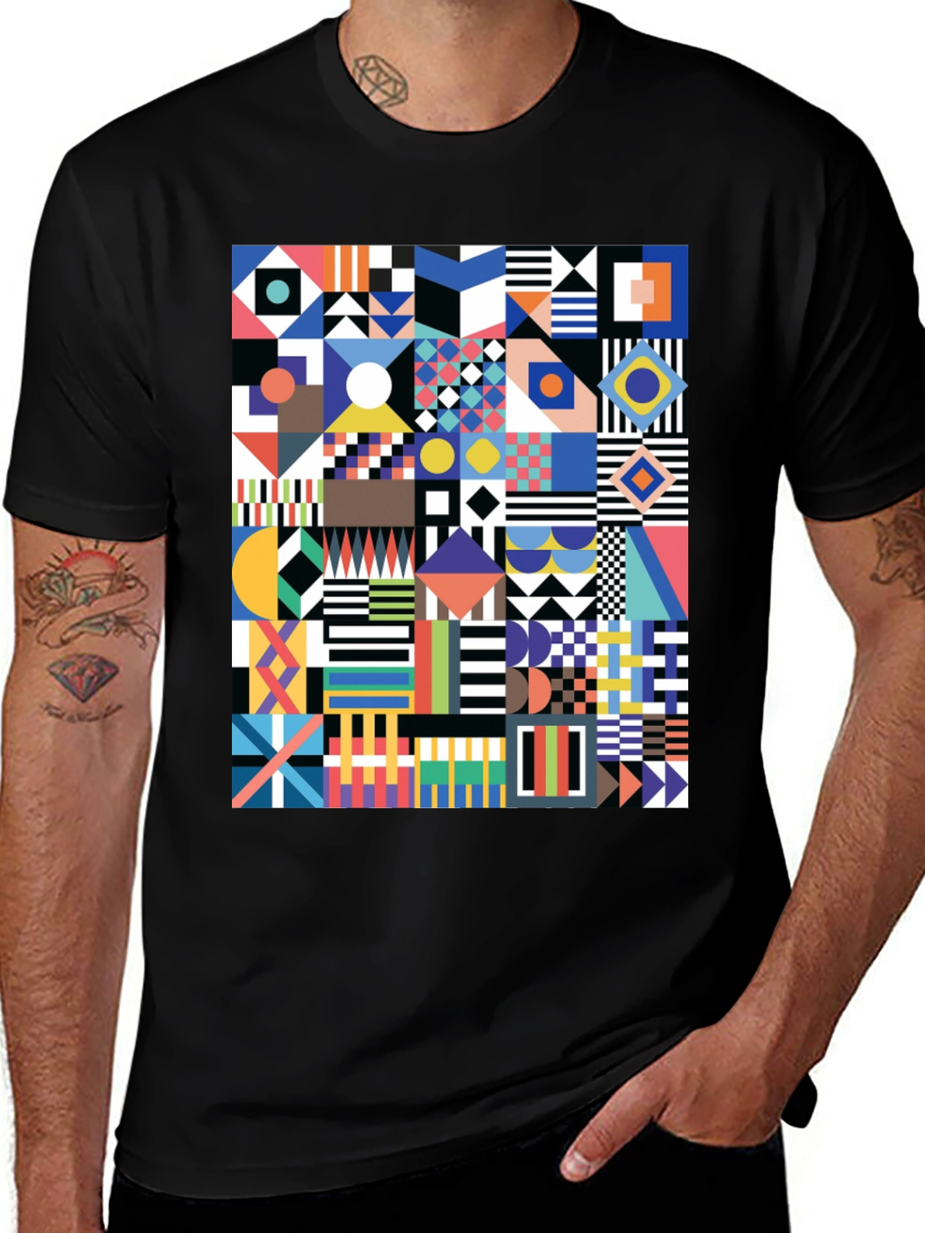 Geometric Art Print Tee - Modern Graphic Design