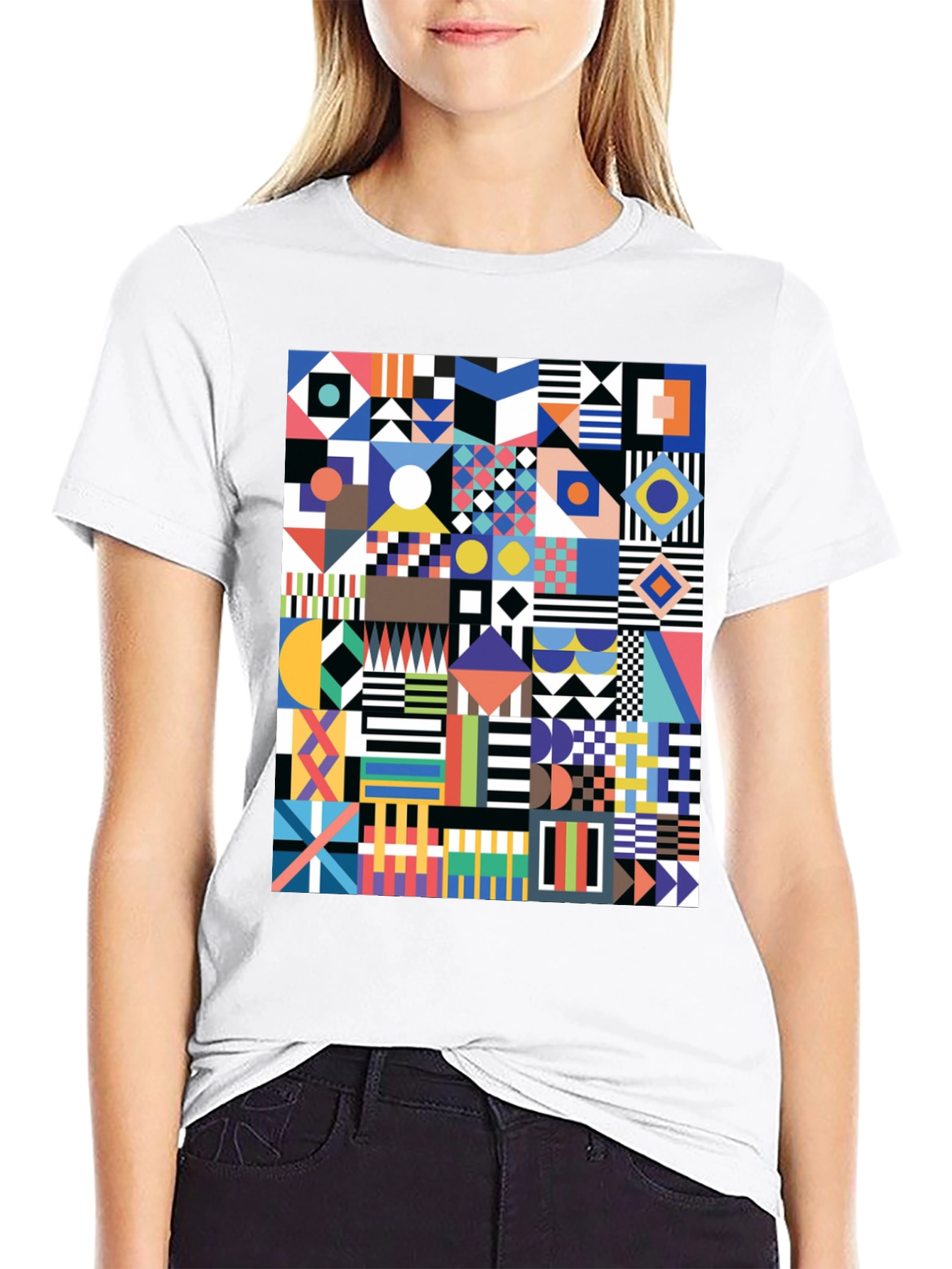 Geometric Art Print Tee - Modern Graphic Design