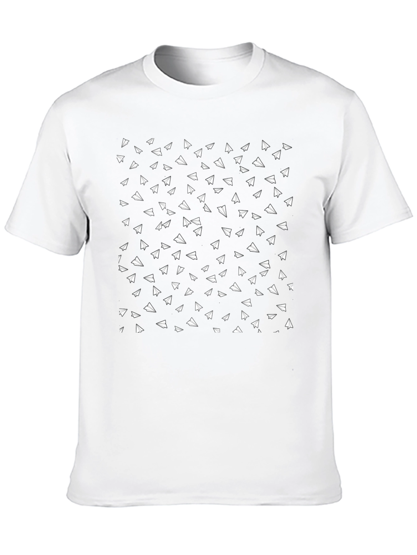 Paper Airplane Pattern Black T-Shirt
