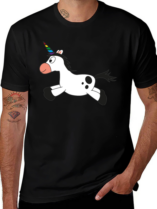 Unicorn Cartoon Black T-Shirt