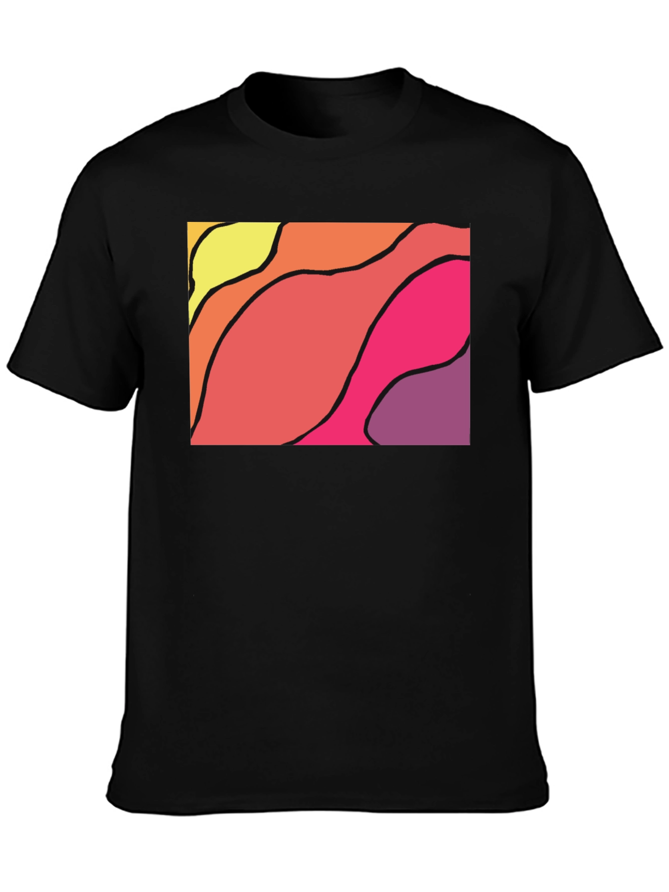 Abstract Wave Graphic Black T-Shirt