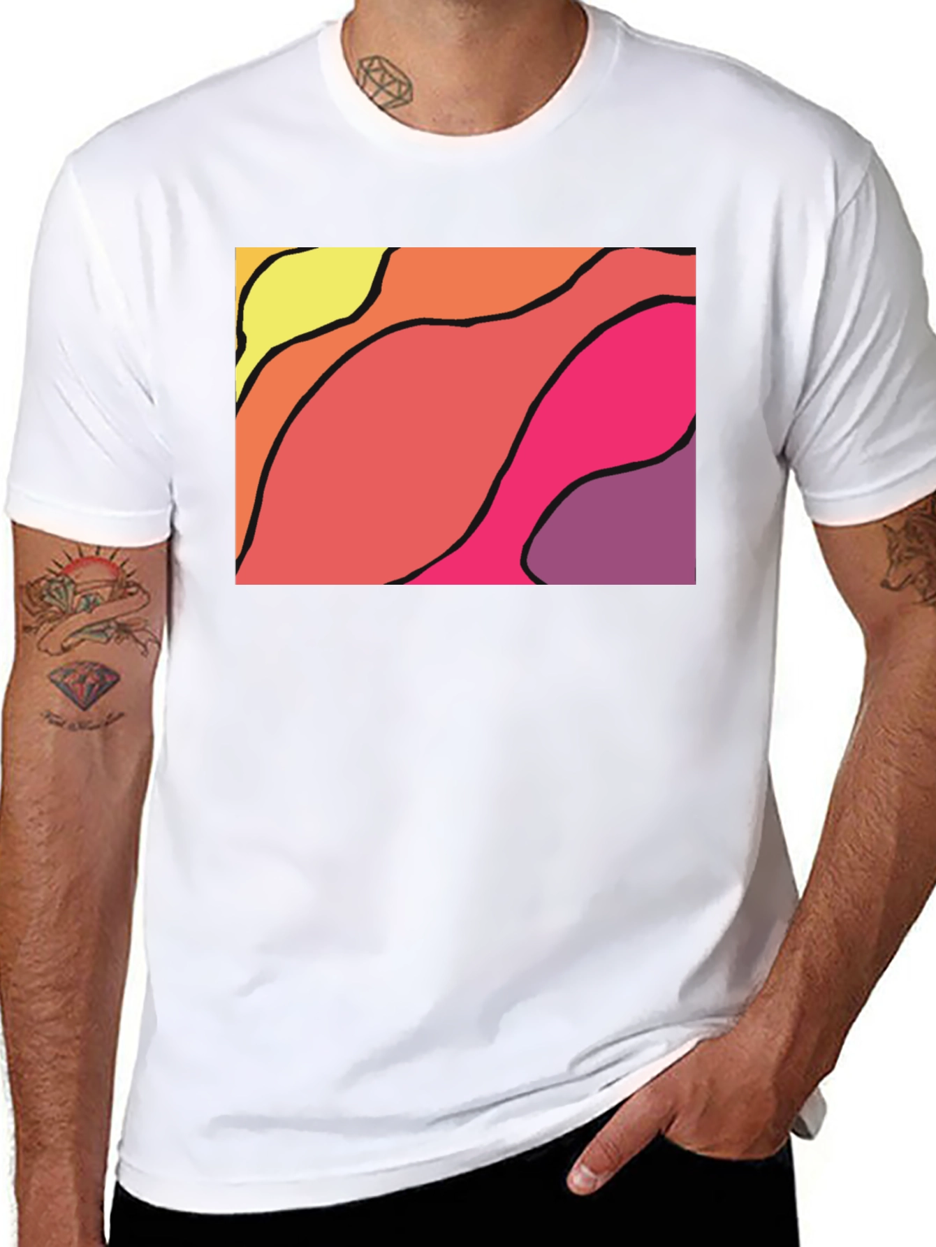 Abstract Wave Graphic Black T-Shirt