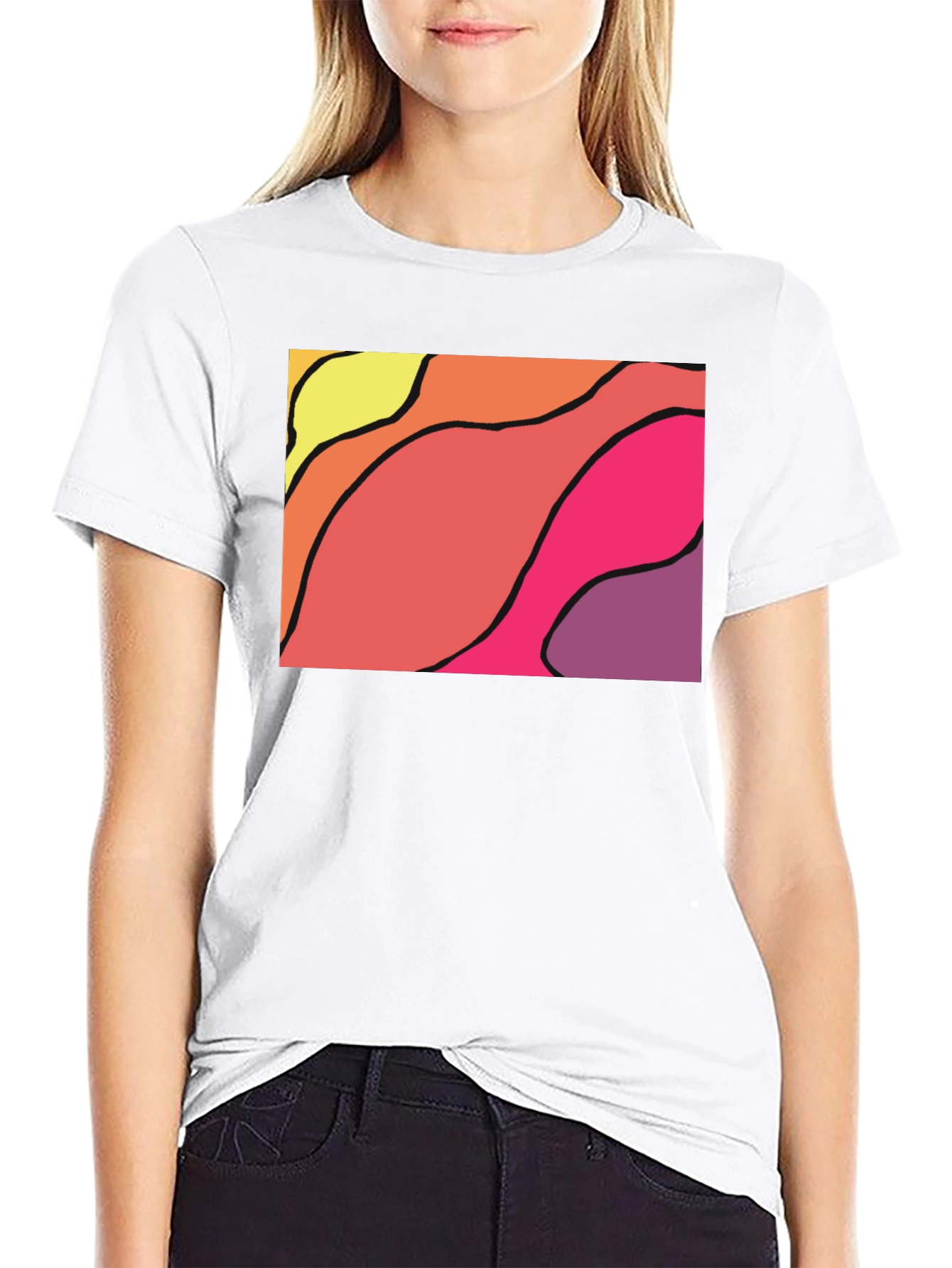 Abstract Wave Graphic Black T-Shirt
