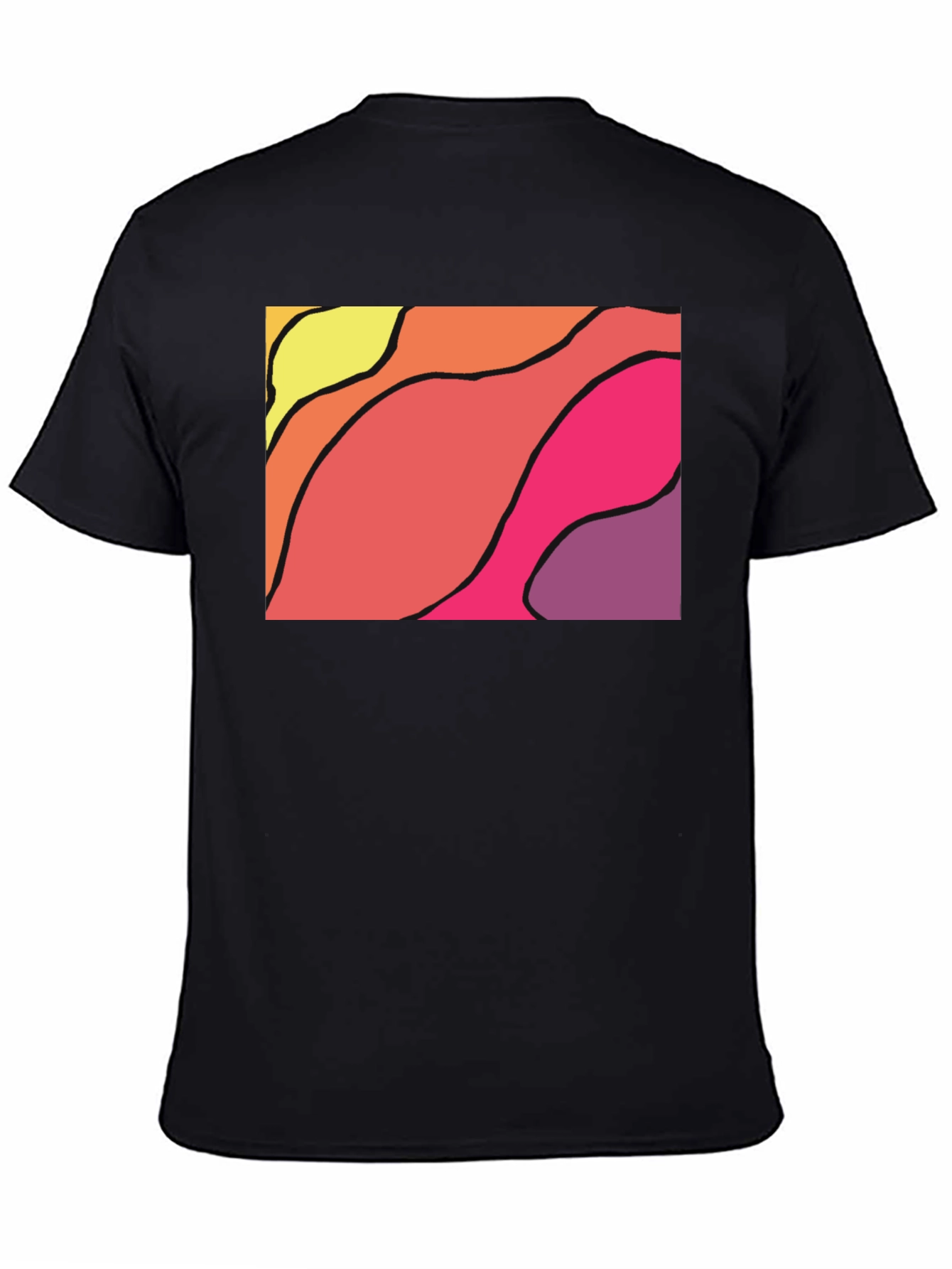 Abstract Wave Graphic Black T-Shirt