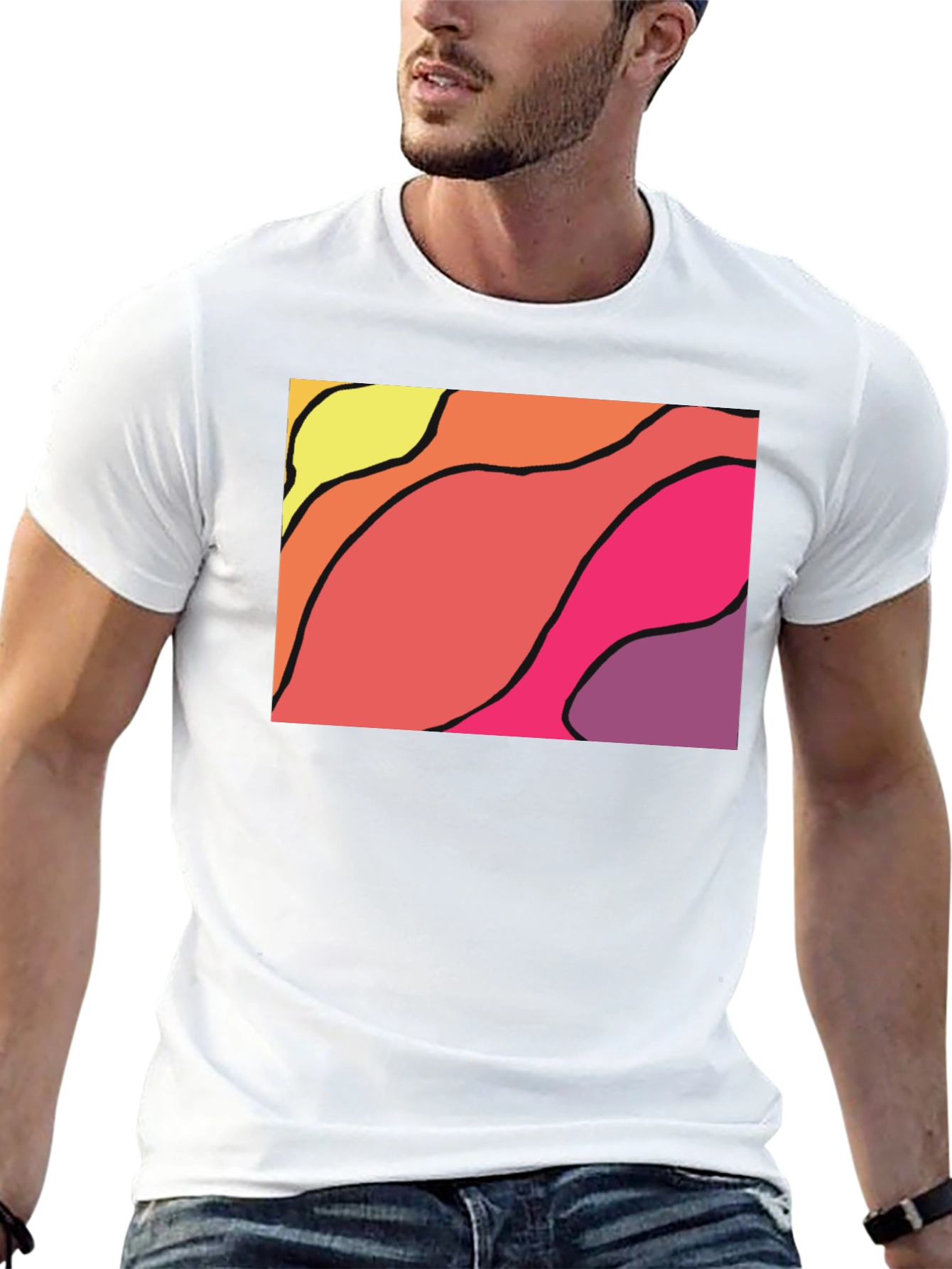 Abstract Wave Graphic Black T-Shirt