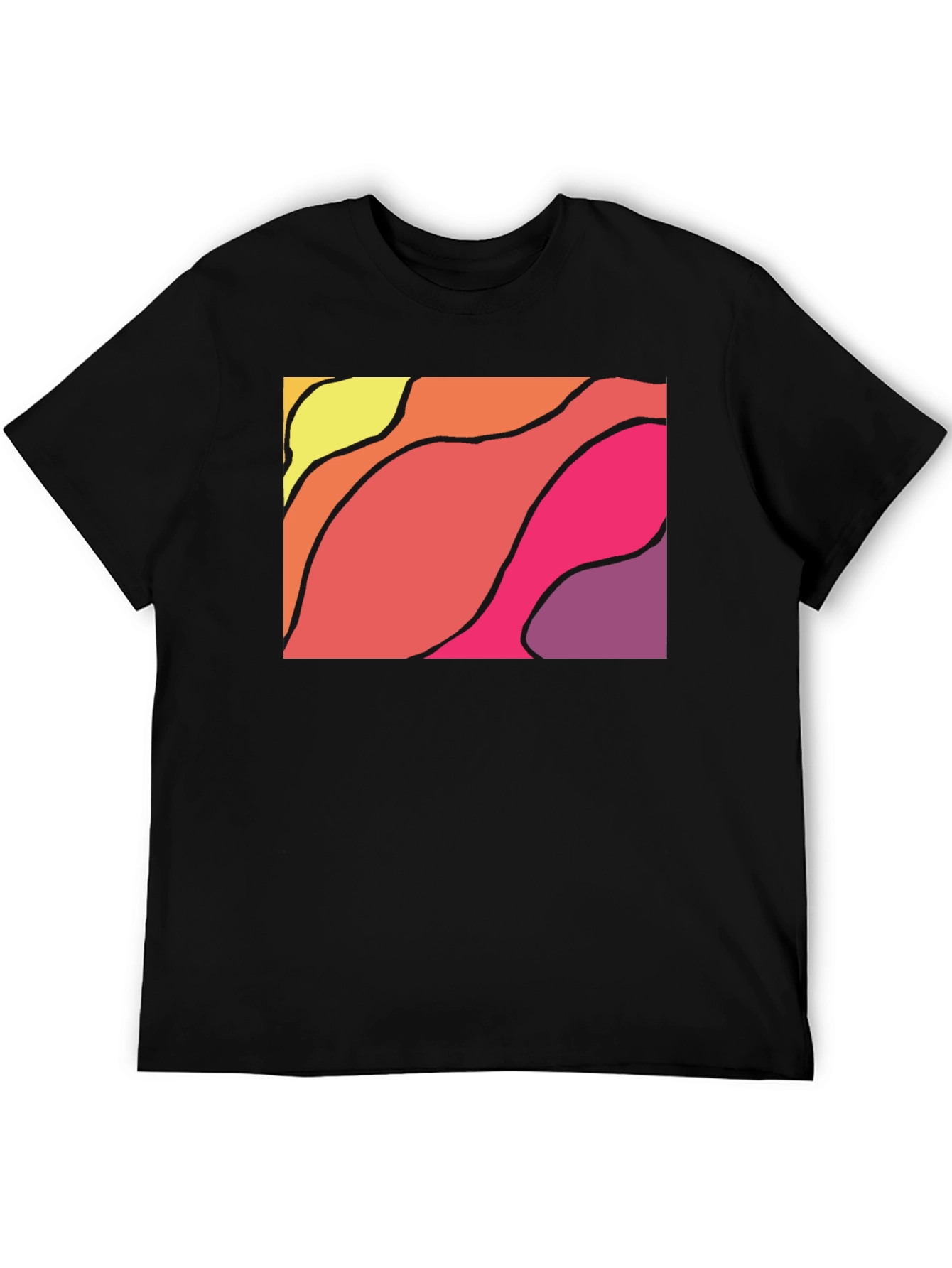 Abstract Wave Graphic Black T-Shirt
