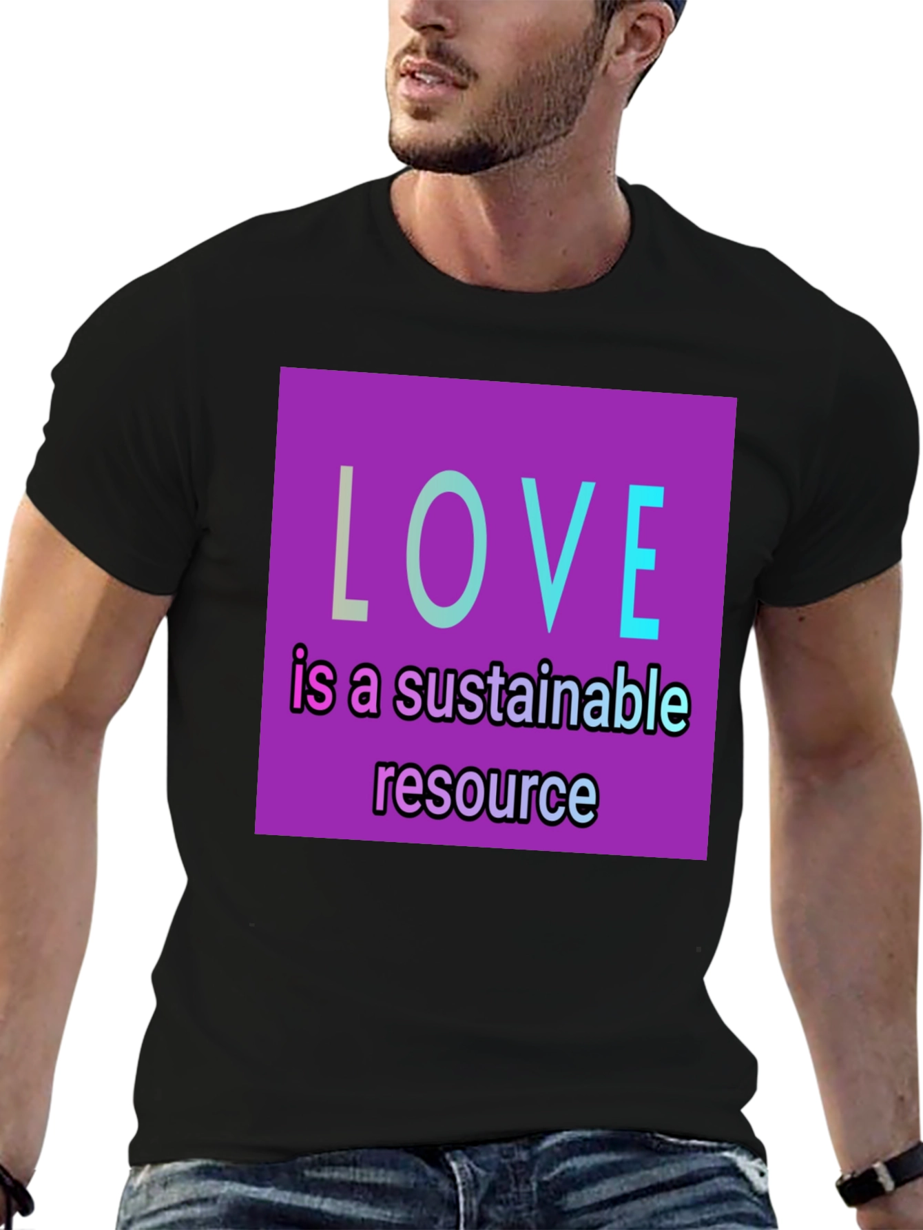 Sustainable Love T-Shirt - Black Graphic Tee