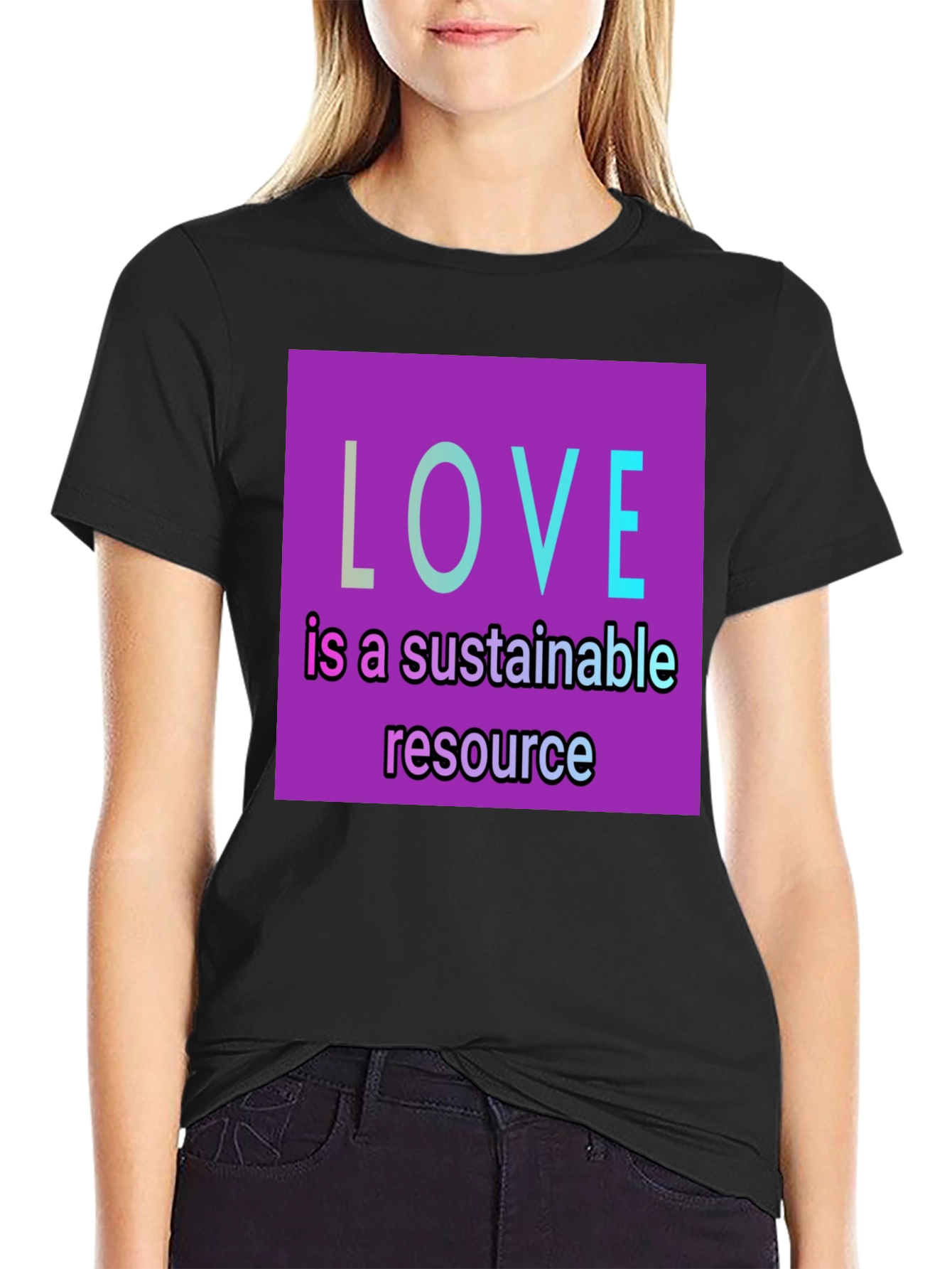 Sustainable Love T-Shirt - Black Graphic Tee