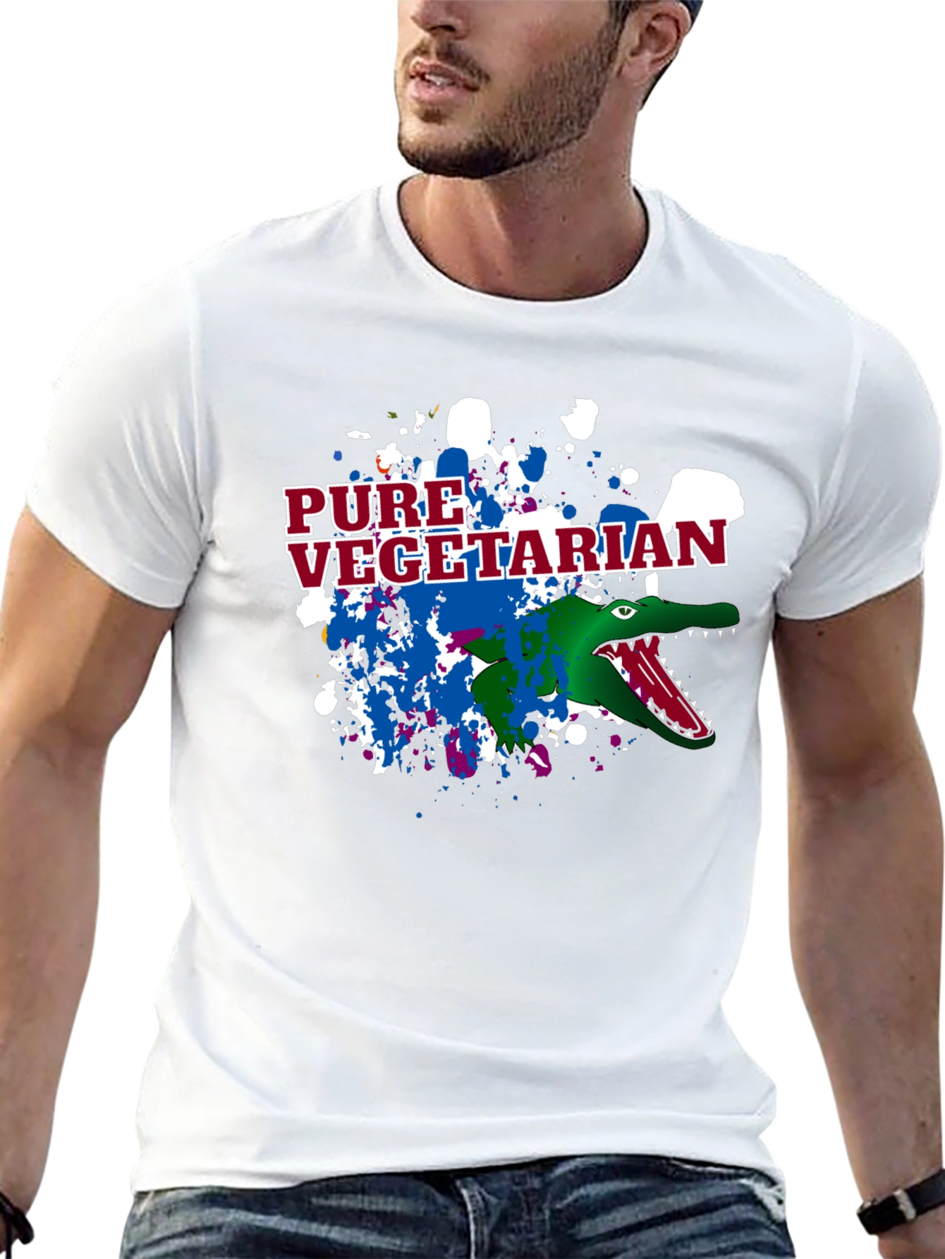 Pure Vegetarian Alligator Graphic T-Shirt