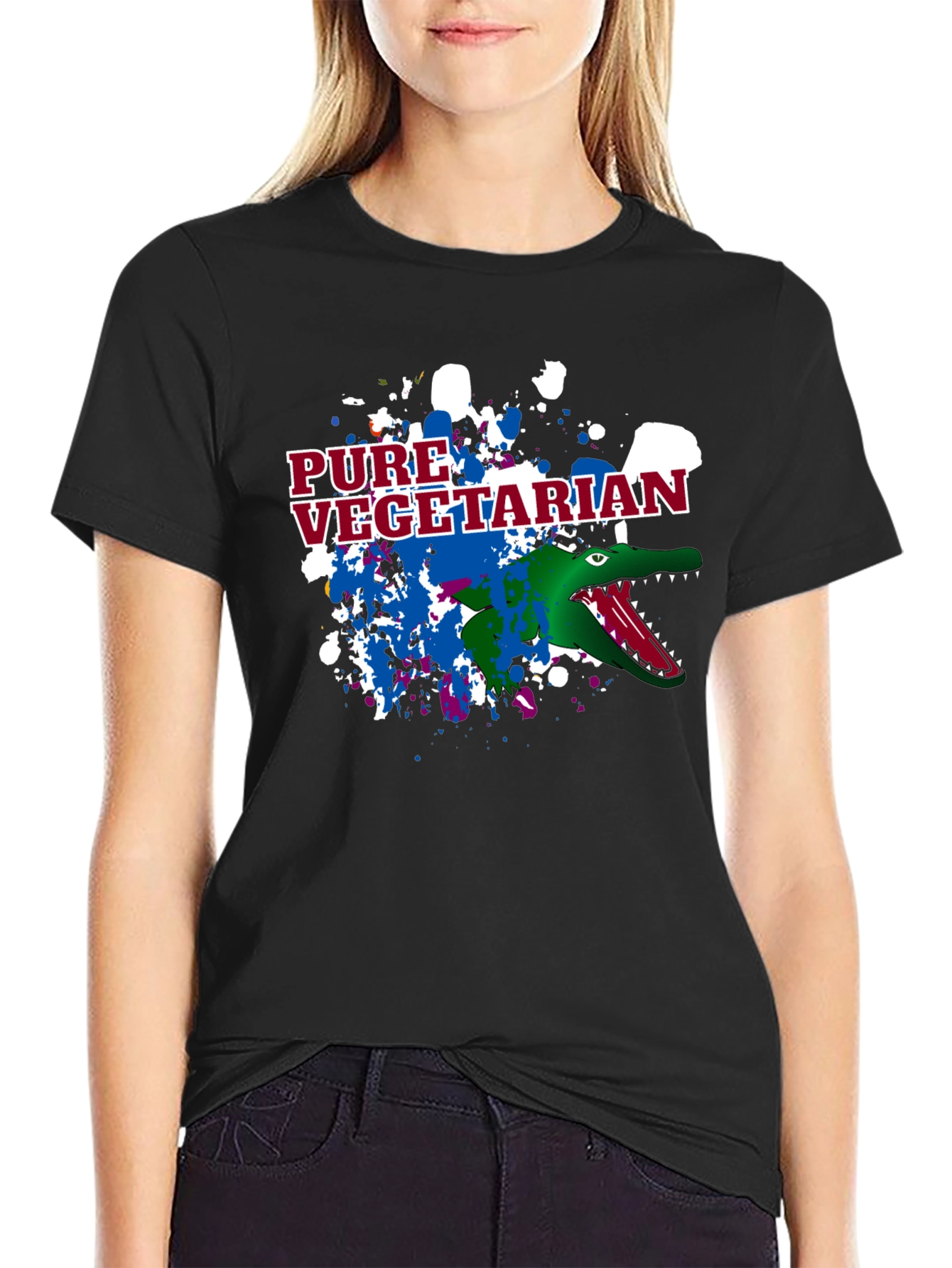 Pure Vegetarian Alligator Graphic T-Shirt