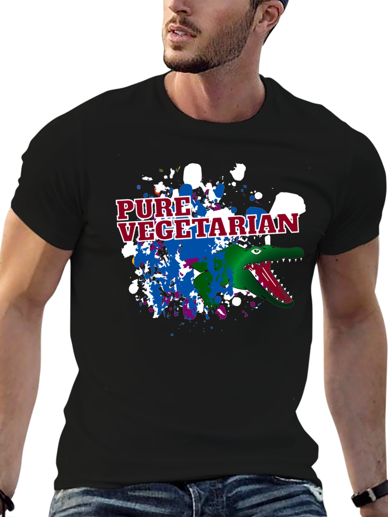 Pure Vegetarian Alligator Graphic T-Shirt