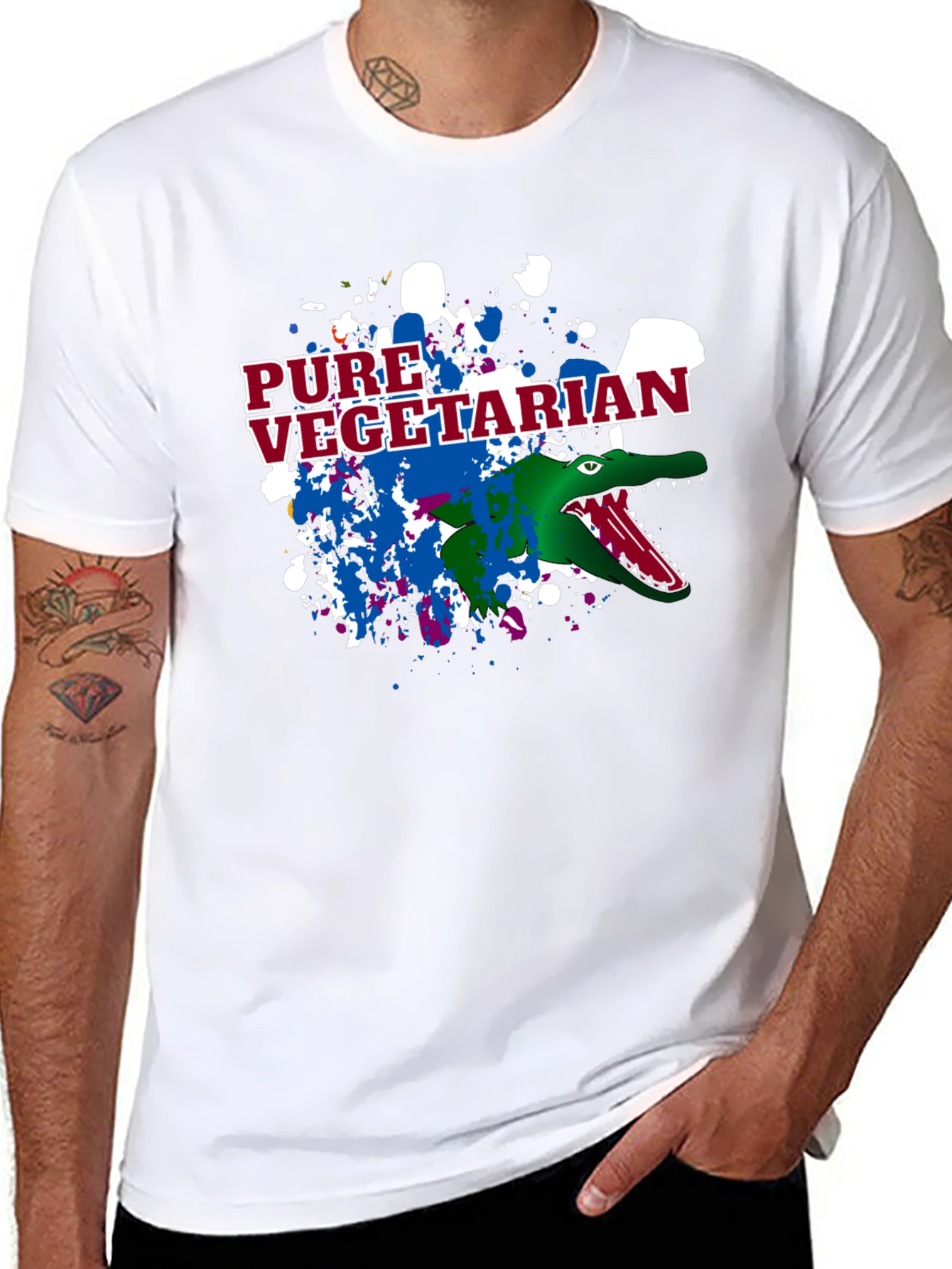 Pure Vegetarian Alligator Graphic T-Shirt