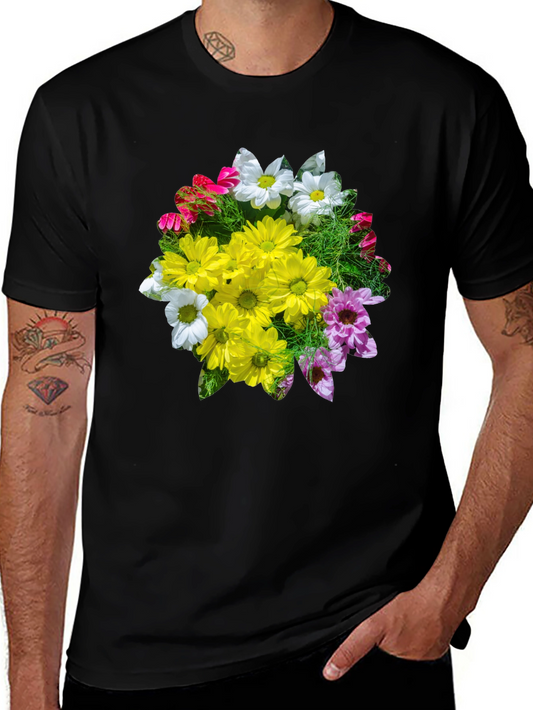 Floral Graphic T-Shirt - Black Casual Tee