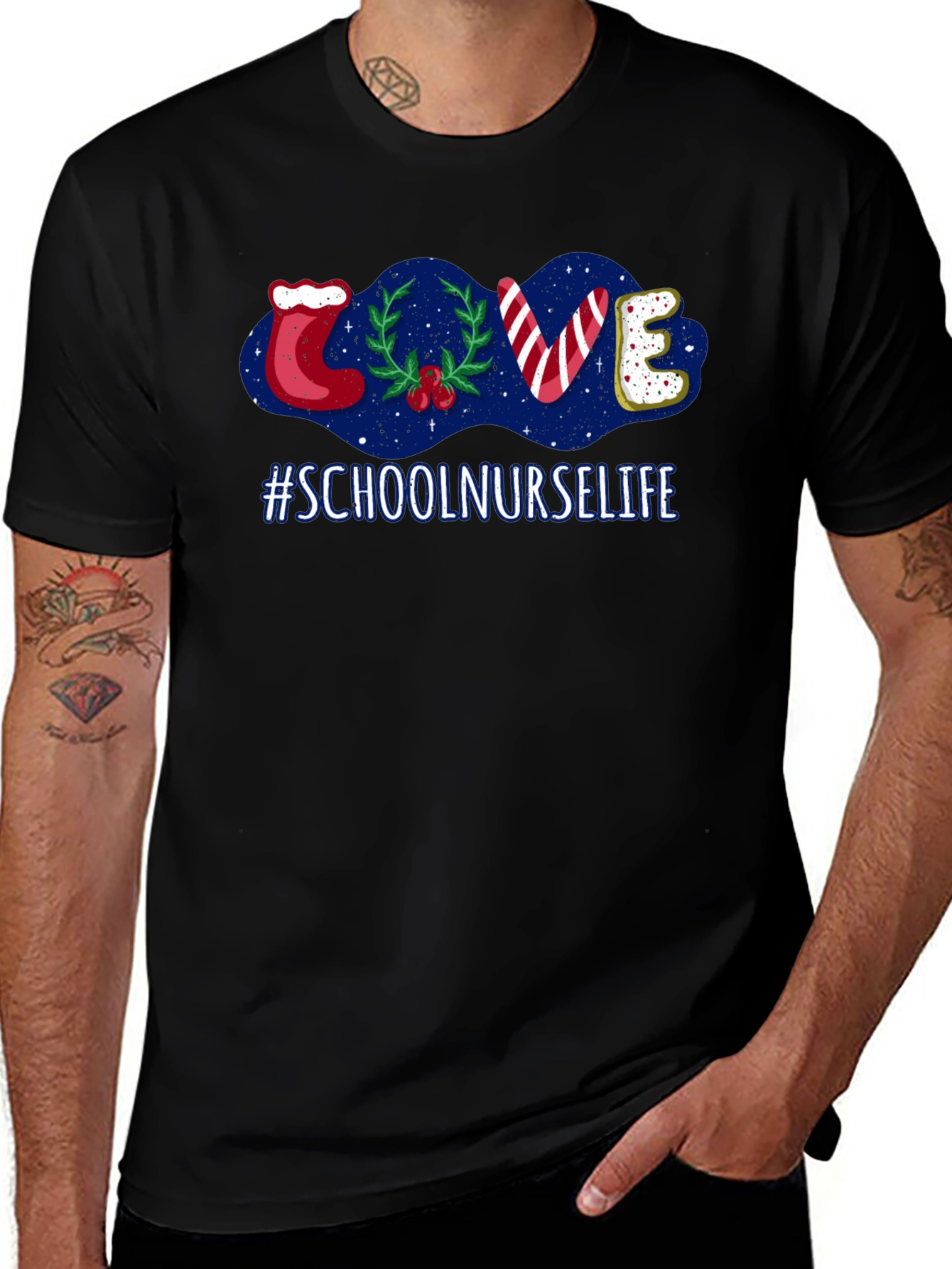 School Nurse Life Christmas LOVE Holiday T-Shirt