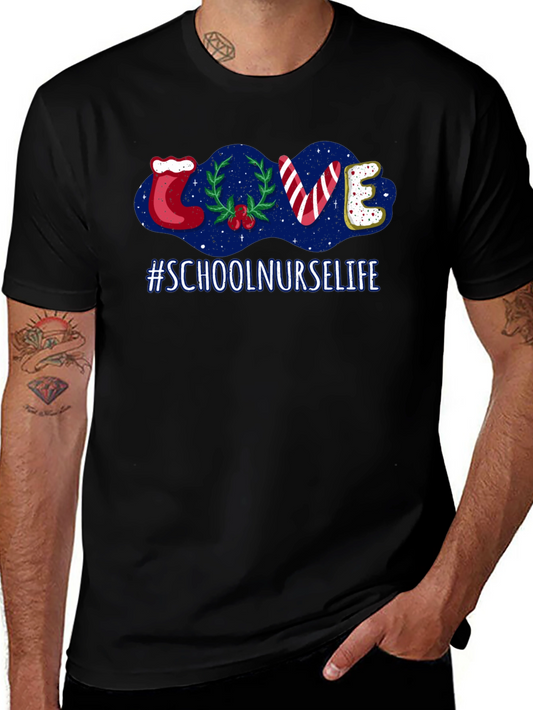 School Nurse Life Christmas LOVE Holiday T-Shirt