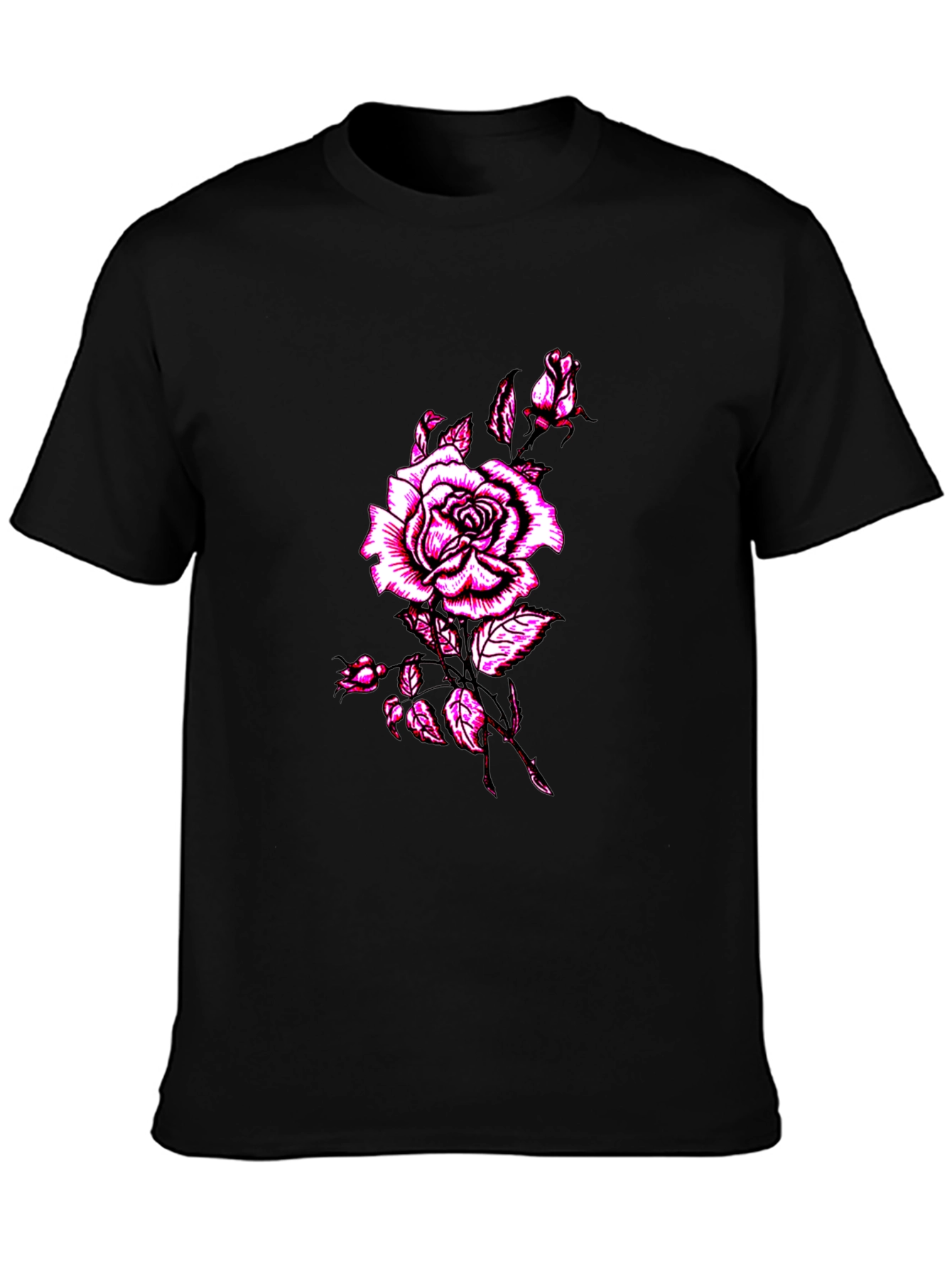 Mens Black Rose Graphic T-Shirt