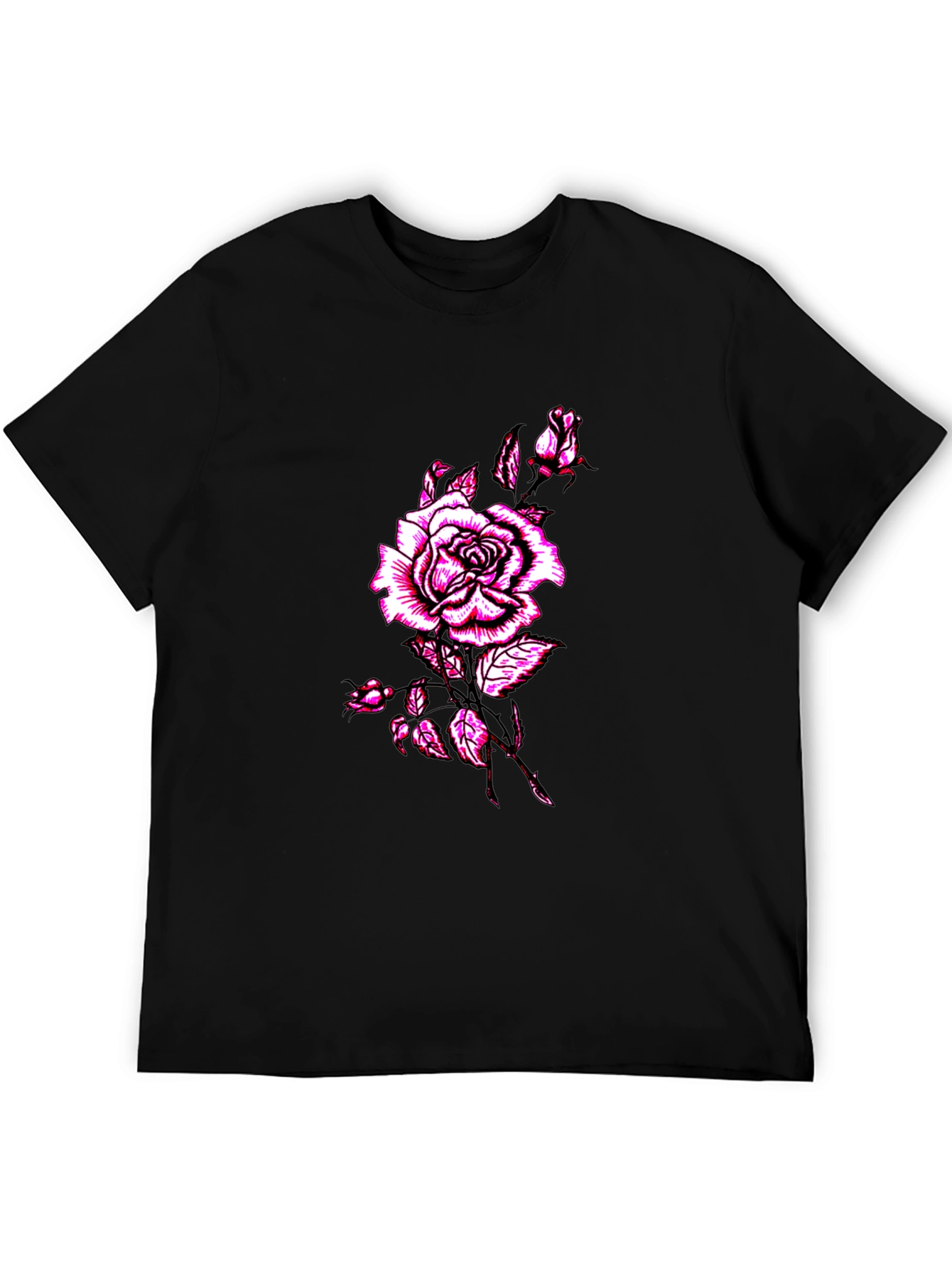 Mens Black Rose Graphic T-Shirt